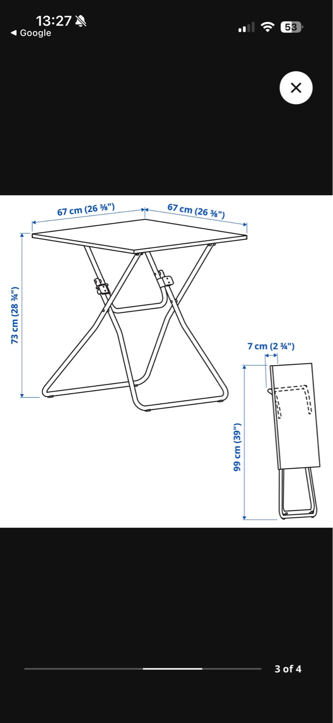 GUNDË Folding Table and 2 Chairs Set - photo 3