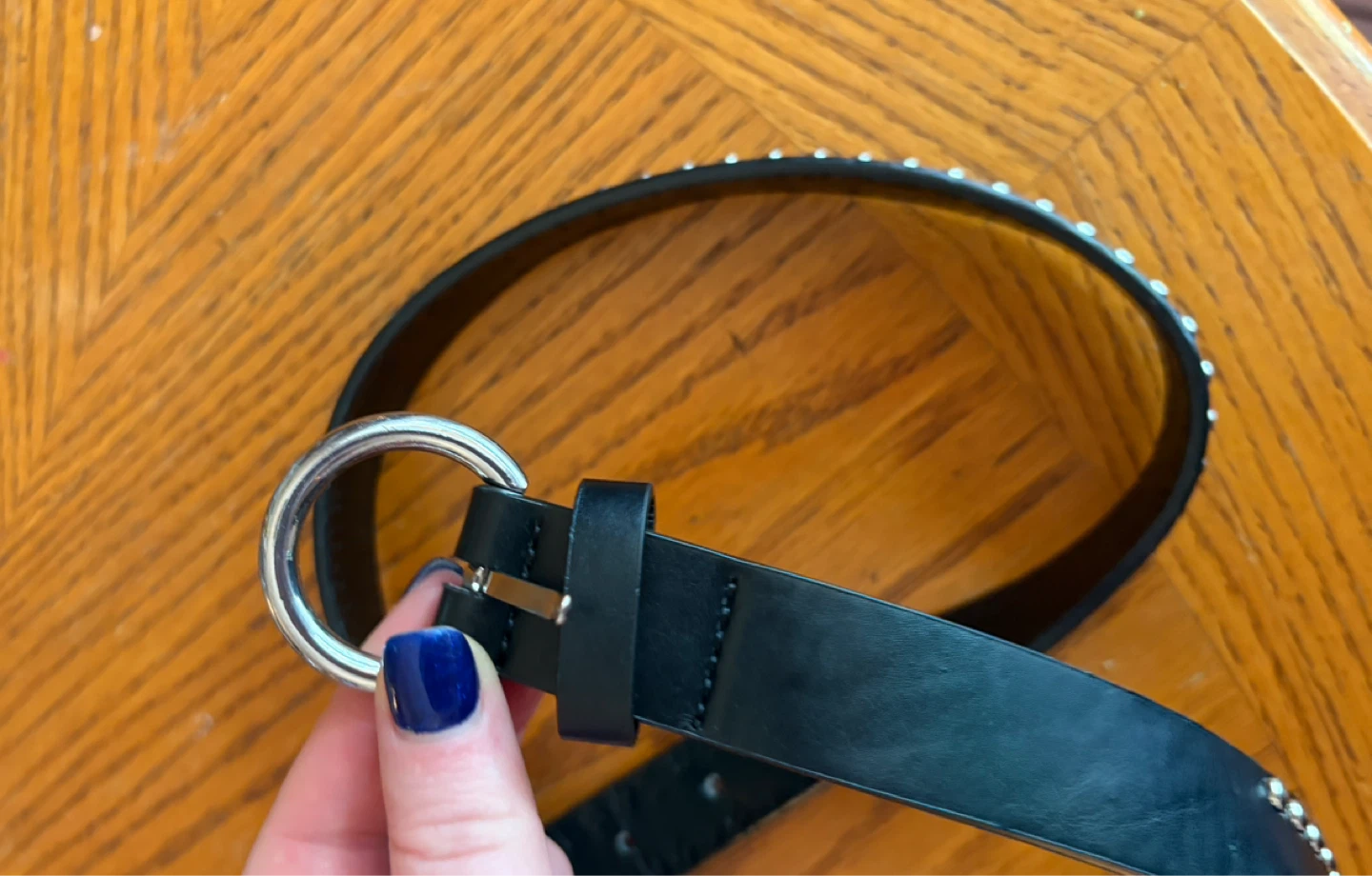 Studded Black Faux Leather Belt - XS - photo 2