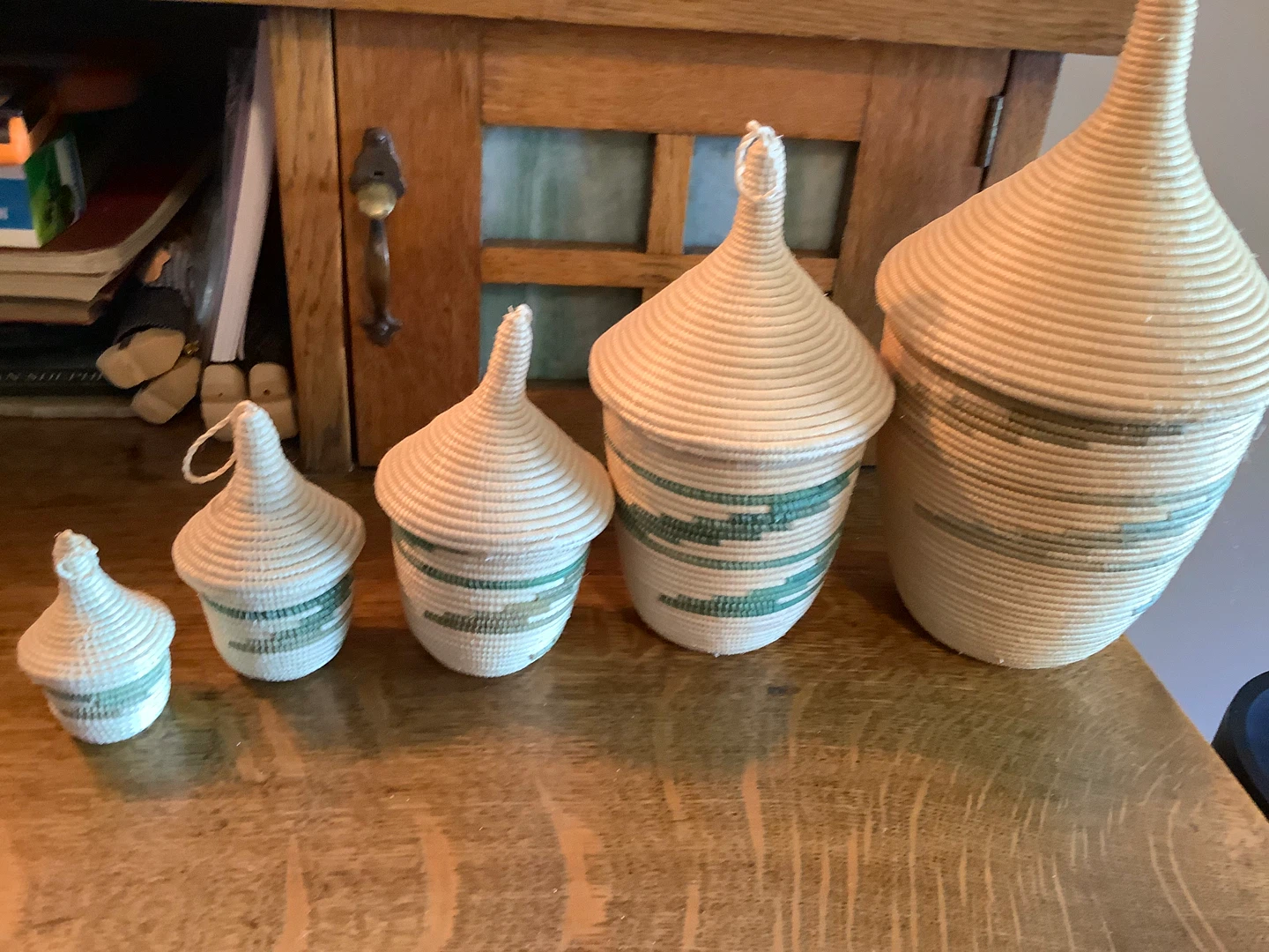 #2 Orig Hd Crafted Rwanda Agaseke 5 Nesting Baskets 🐞 - photo 5