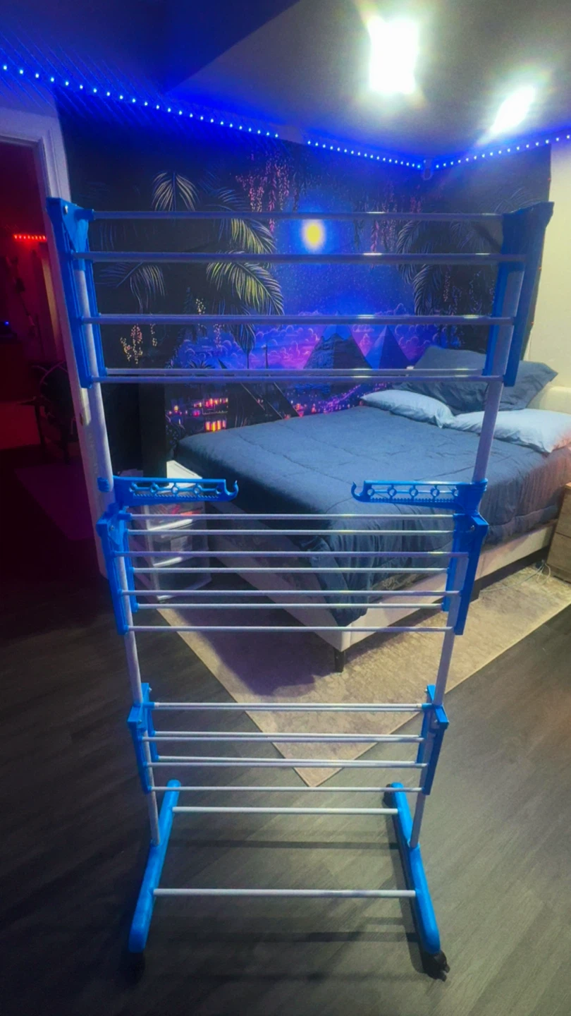 Blue 3-Tier Folding Drying Rack