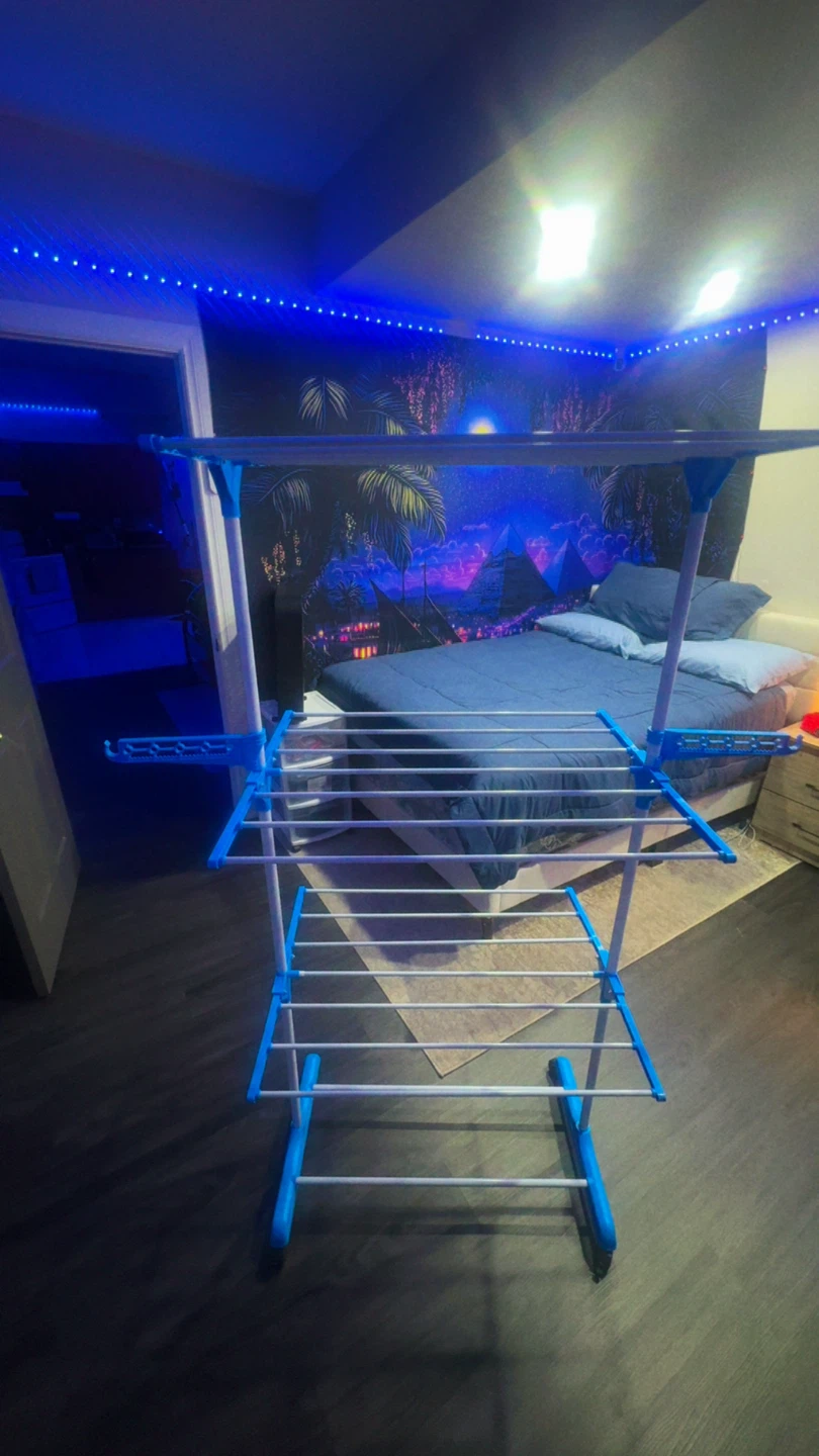 Blue 3-Tier Folding Drying Rack - photo 2