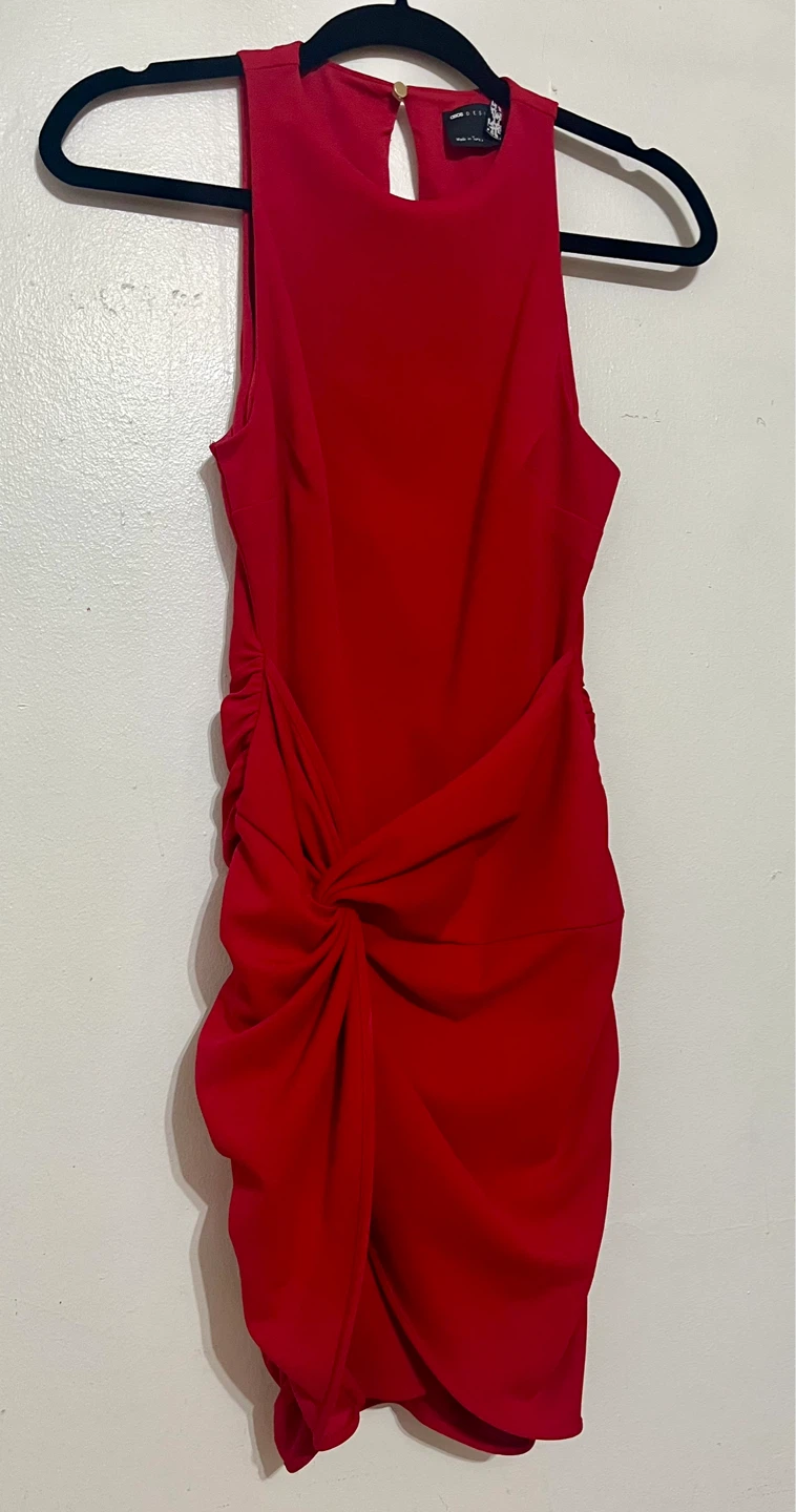 ASOS Women's Red Ruched Knot Detail Dress - US 4