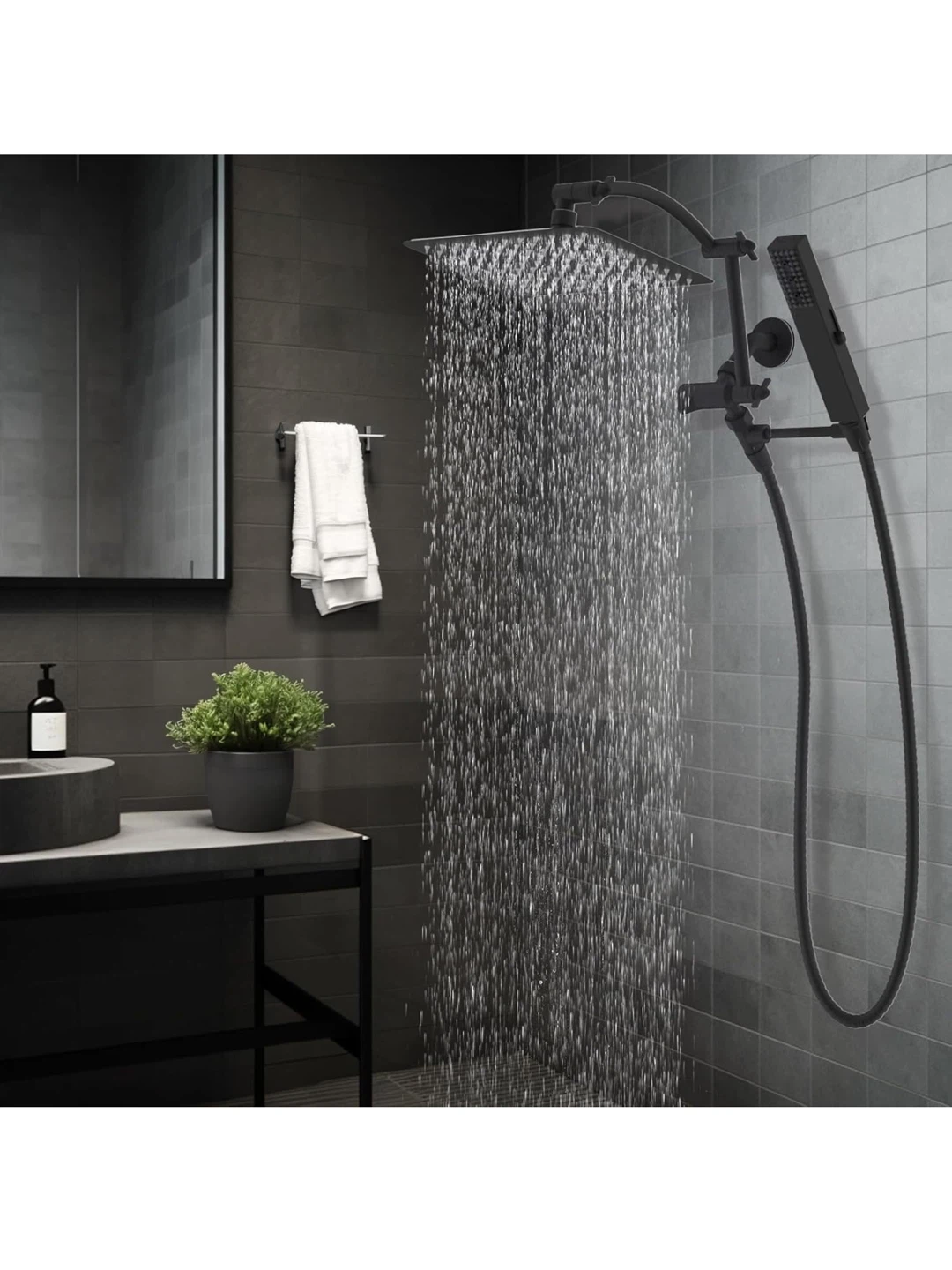 Hibbent Rainfall Shower Head Combo with Handheld Spray - photo 2