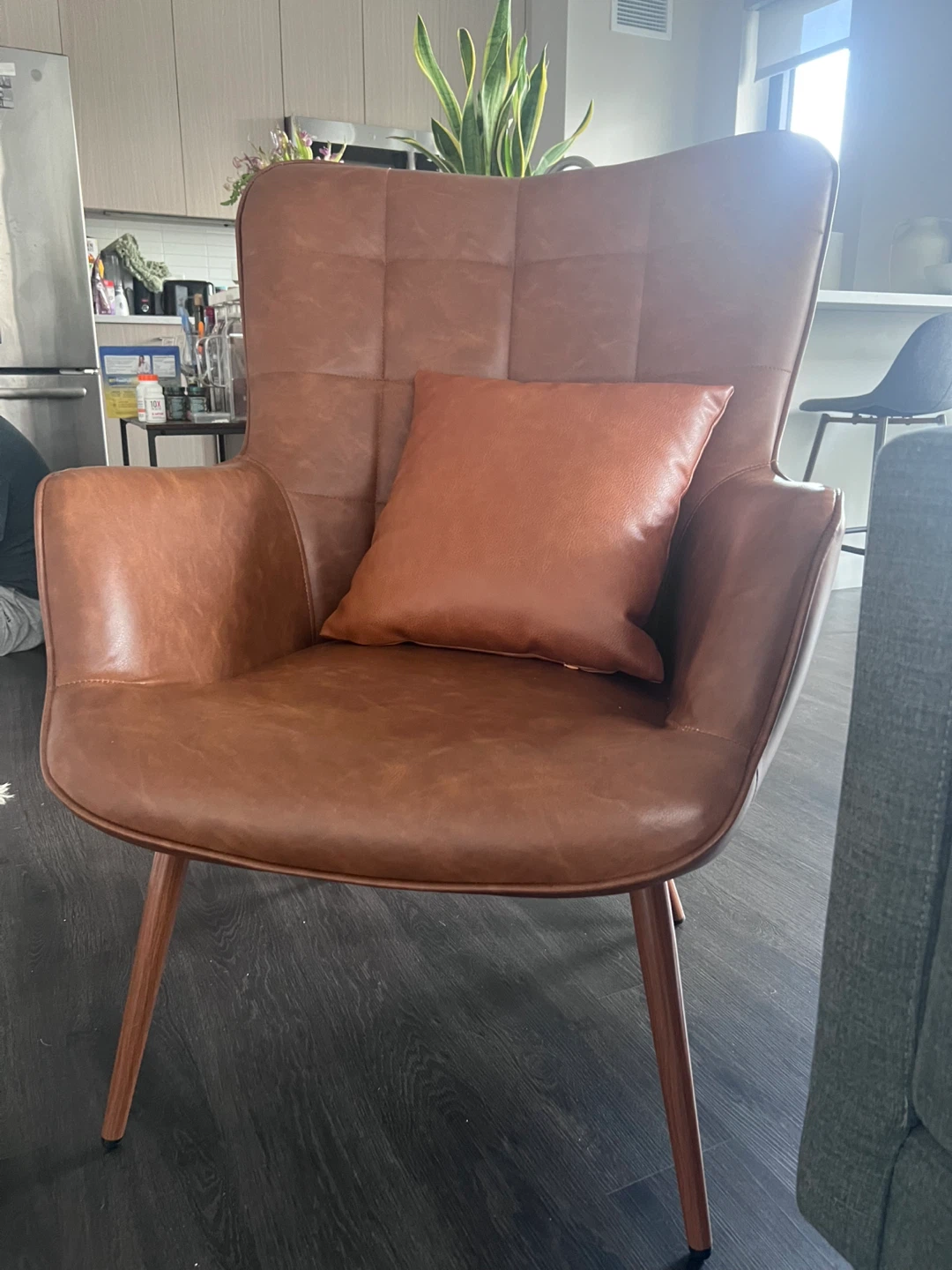 Brown Accent Chair with Cushion