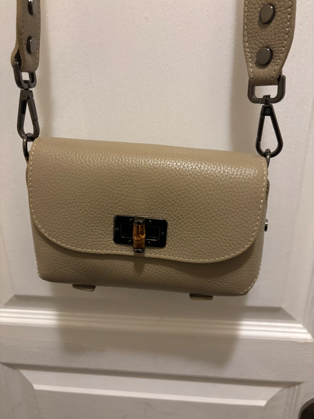 Taupe Leather Crossbody Bag