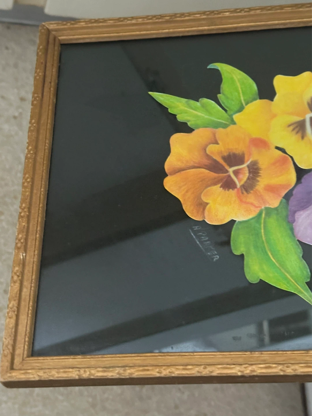 Antique Original Art Floral Pansy Painting - photo 2