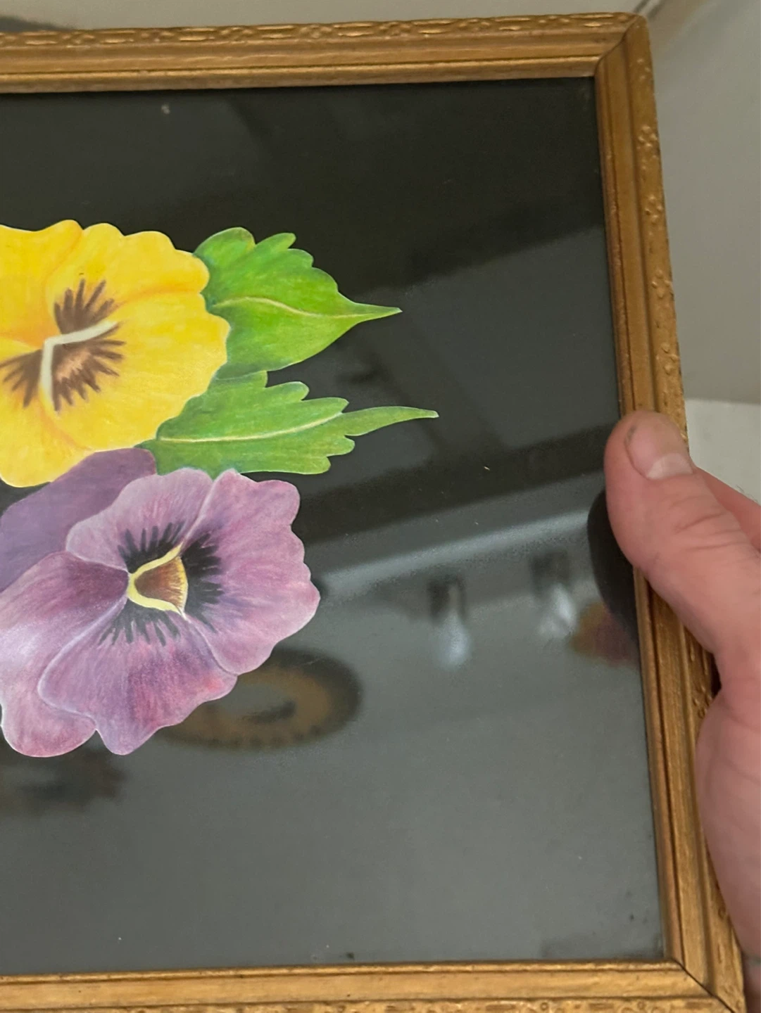 Antique Original Art Floral Pansy Painting - photo 4