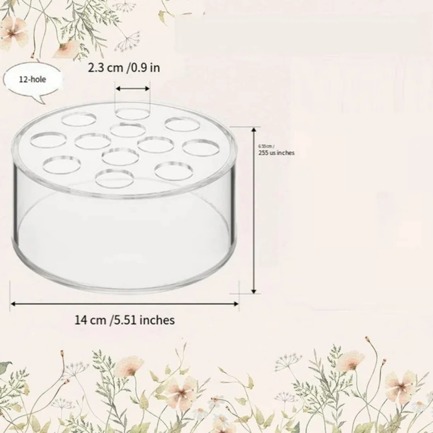 Clear Acrylic Flower Vase with 12-Hole Insert - photo 4
