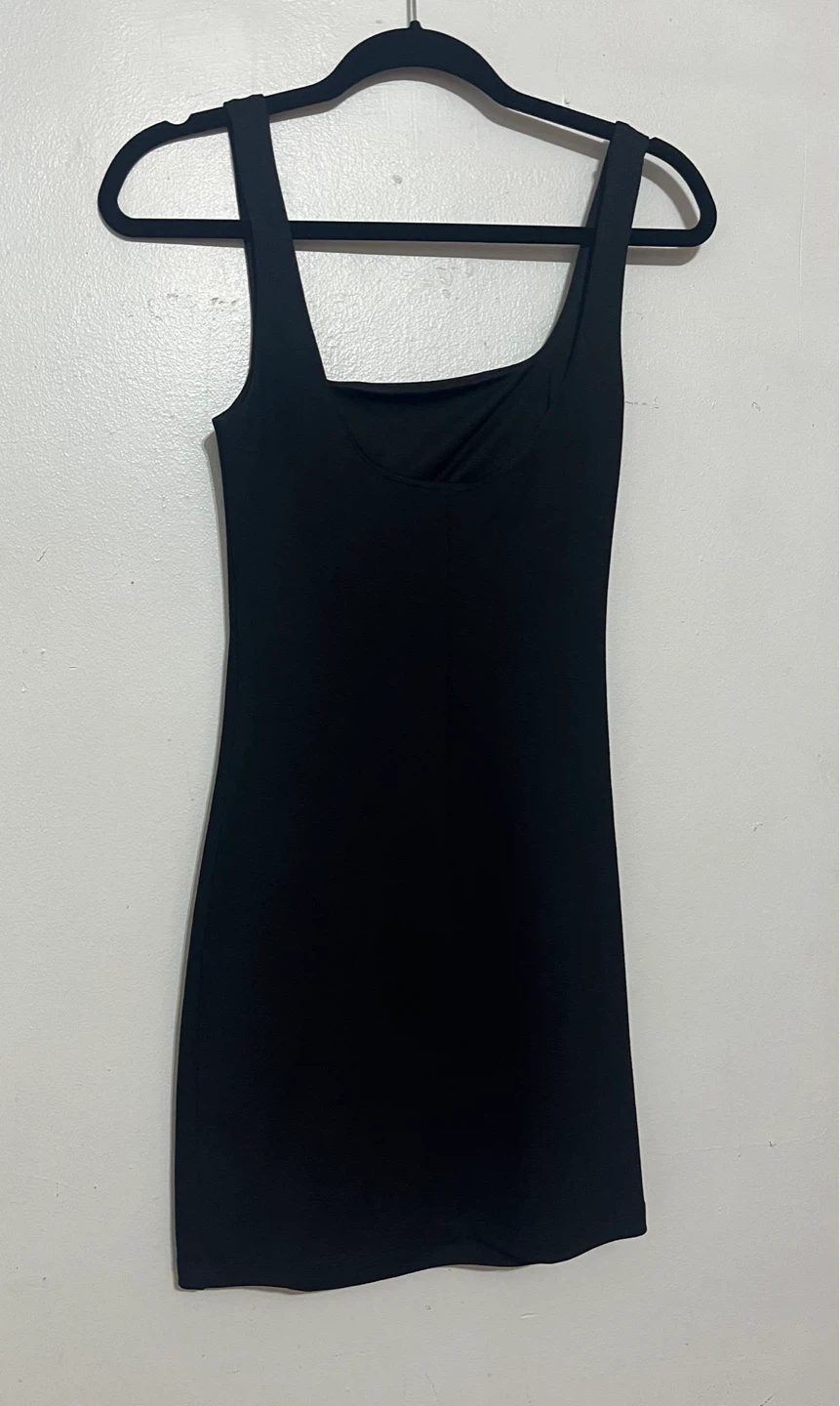 ZARA Black Ruched Button Detail Mini Dress - Size Small - photo 4