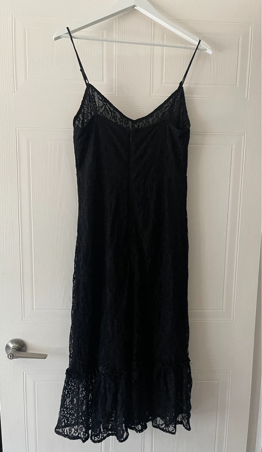 VILA Black Sheer Rosette Lace Midi Slip Dress size M - photo 3