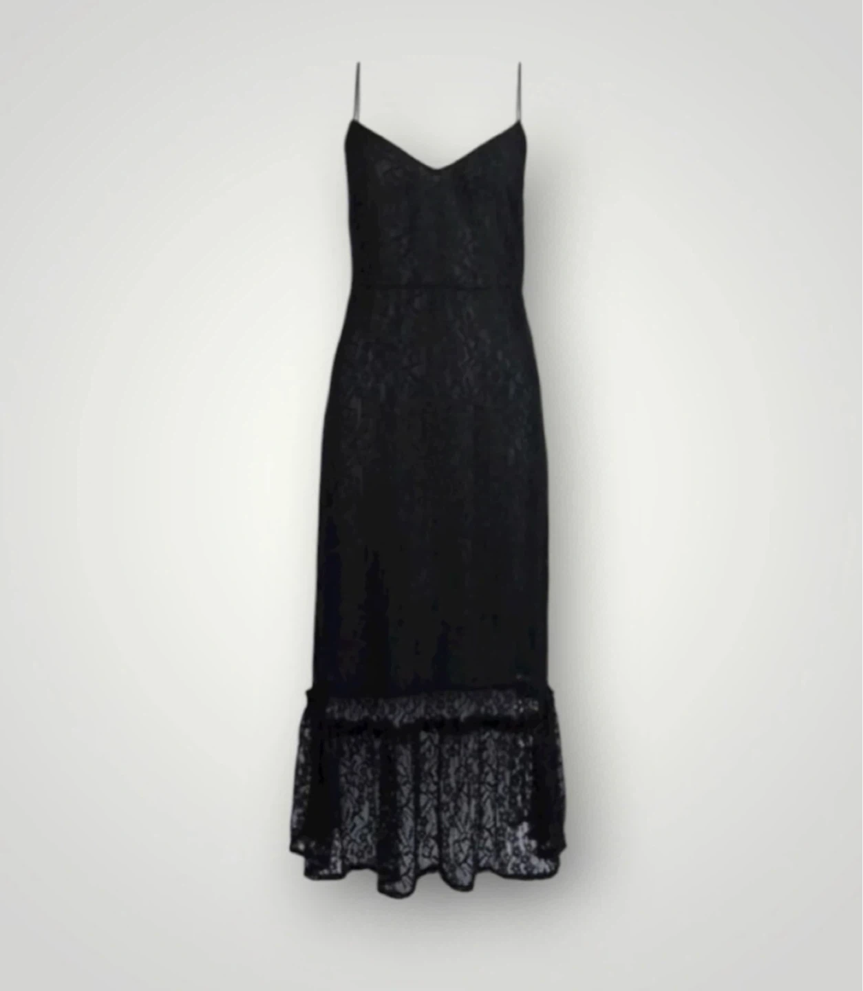 VILA Black Sheer Rosette Lace Midi Slip Dress size M