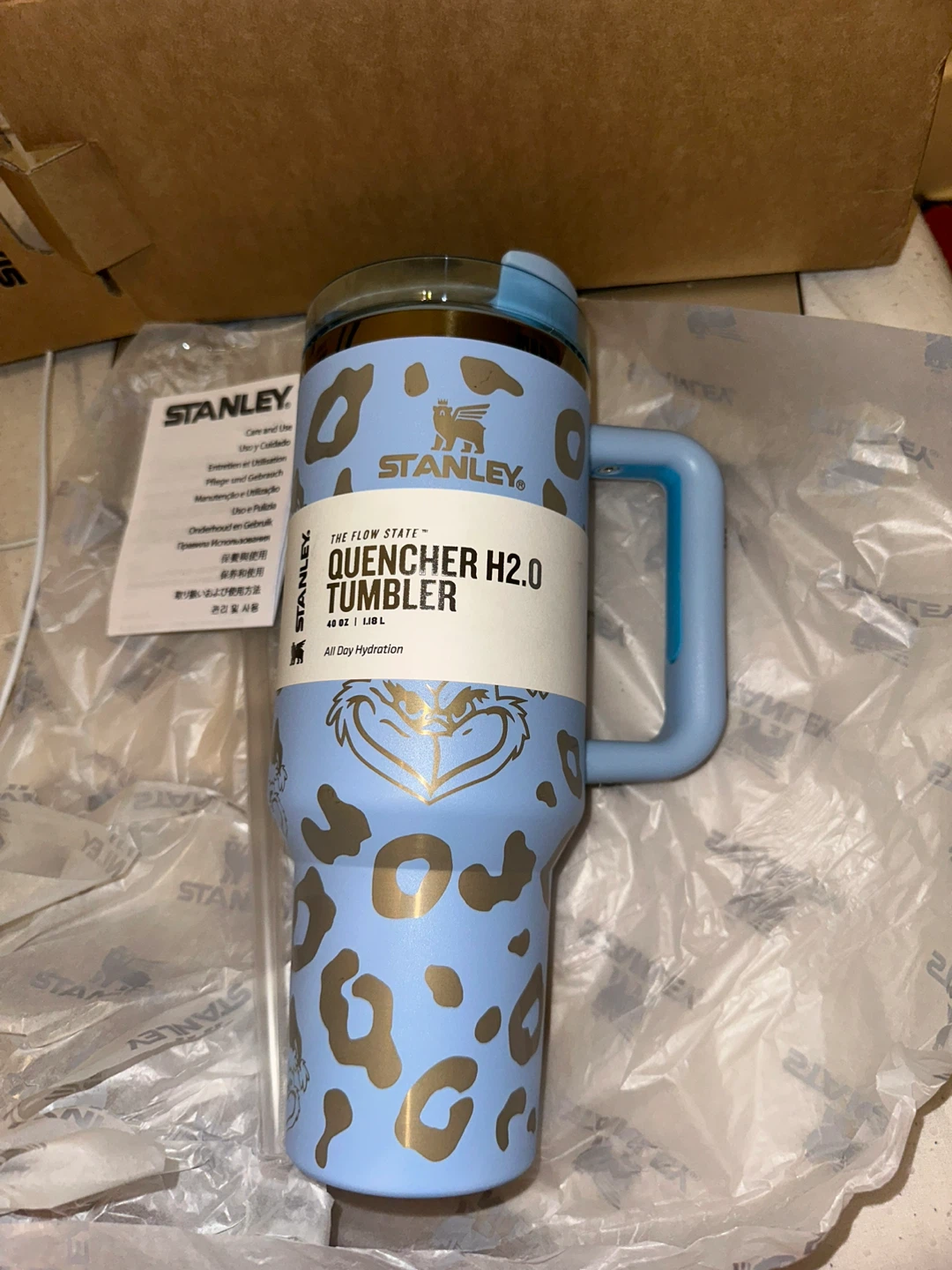 STANLEY QUENCHER H2.0 40oz - Blue & Gold Grinch
