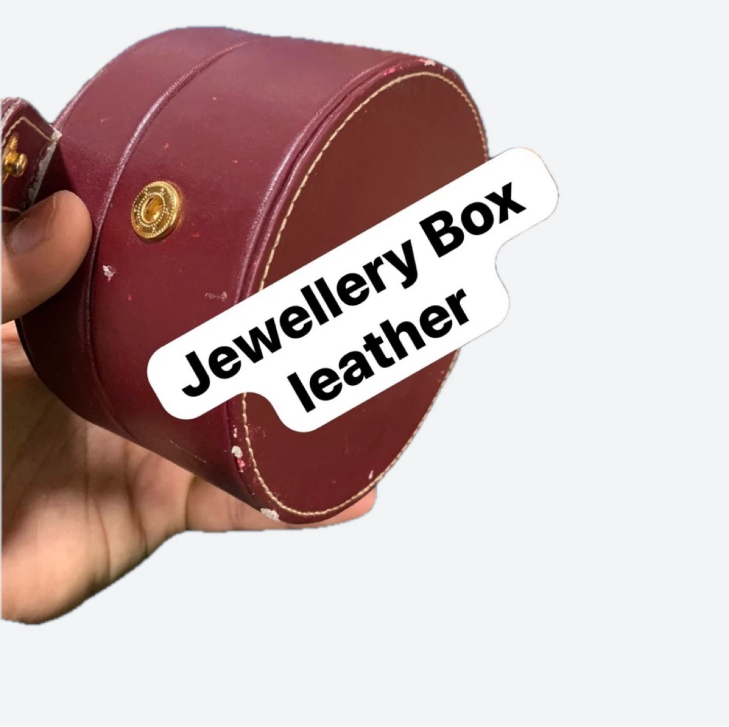 Round Leather Jewellery Box with Mirror - photo 5