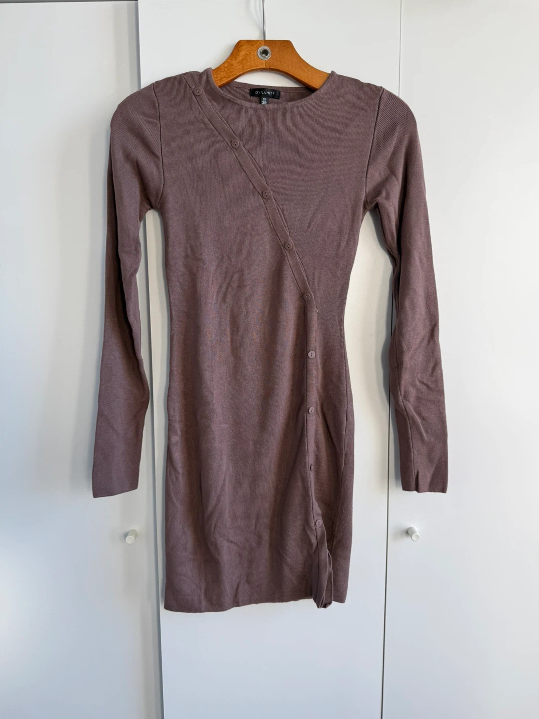 Dynamite Long Sleeve Button Detail Dress