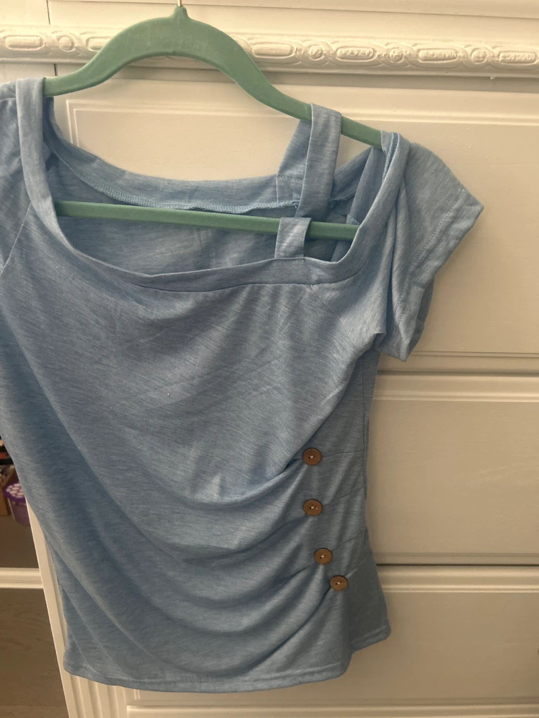 SHEIN Blue Cold Shoulder T-Shirt - photo 5