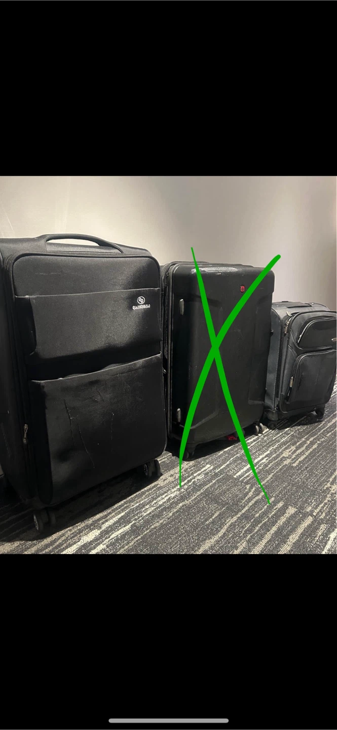 Black checked and carry on Suitcase