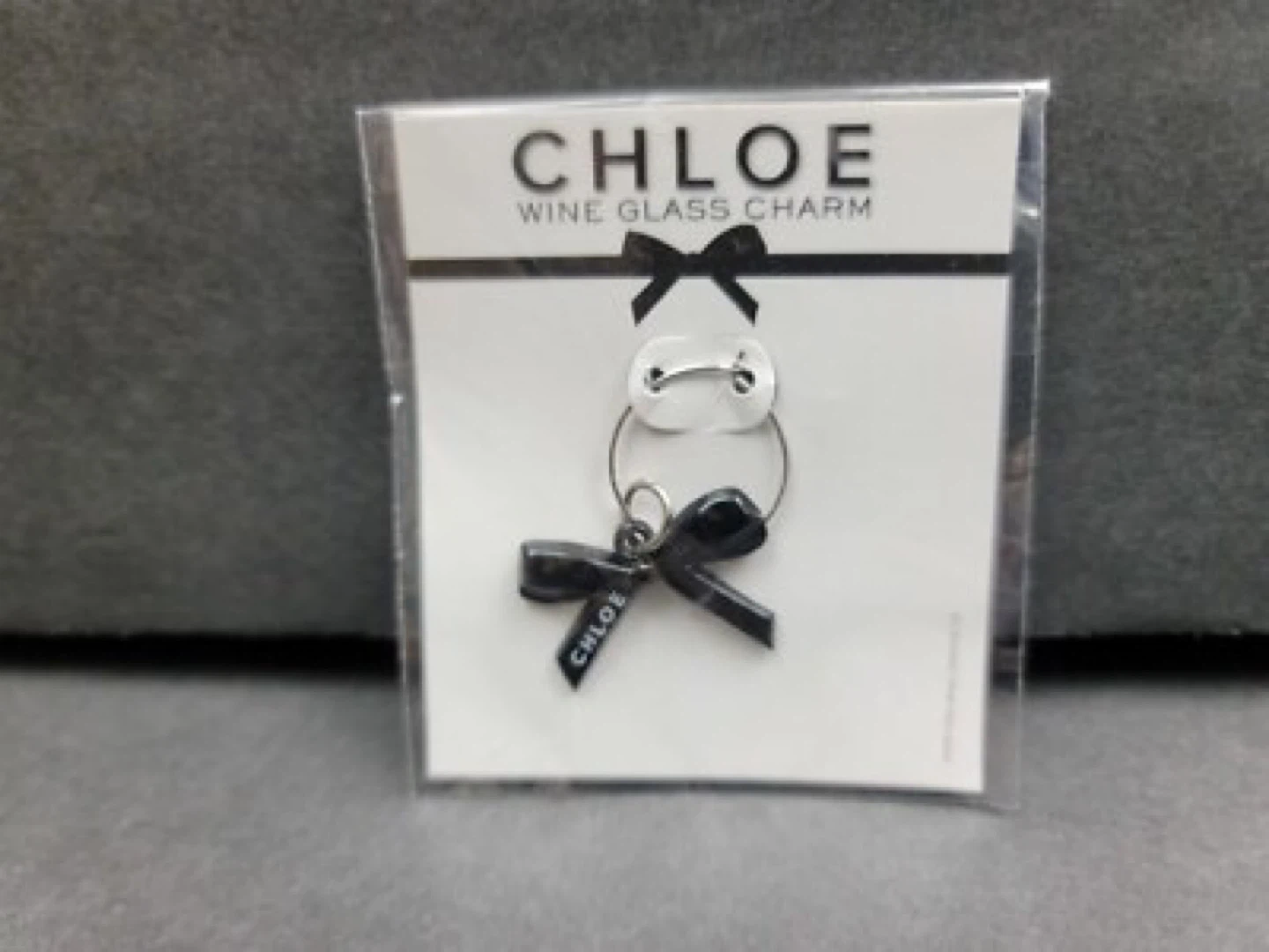 Chloe Wine Glass Charm Black Bow