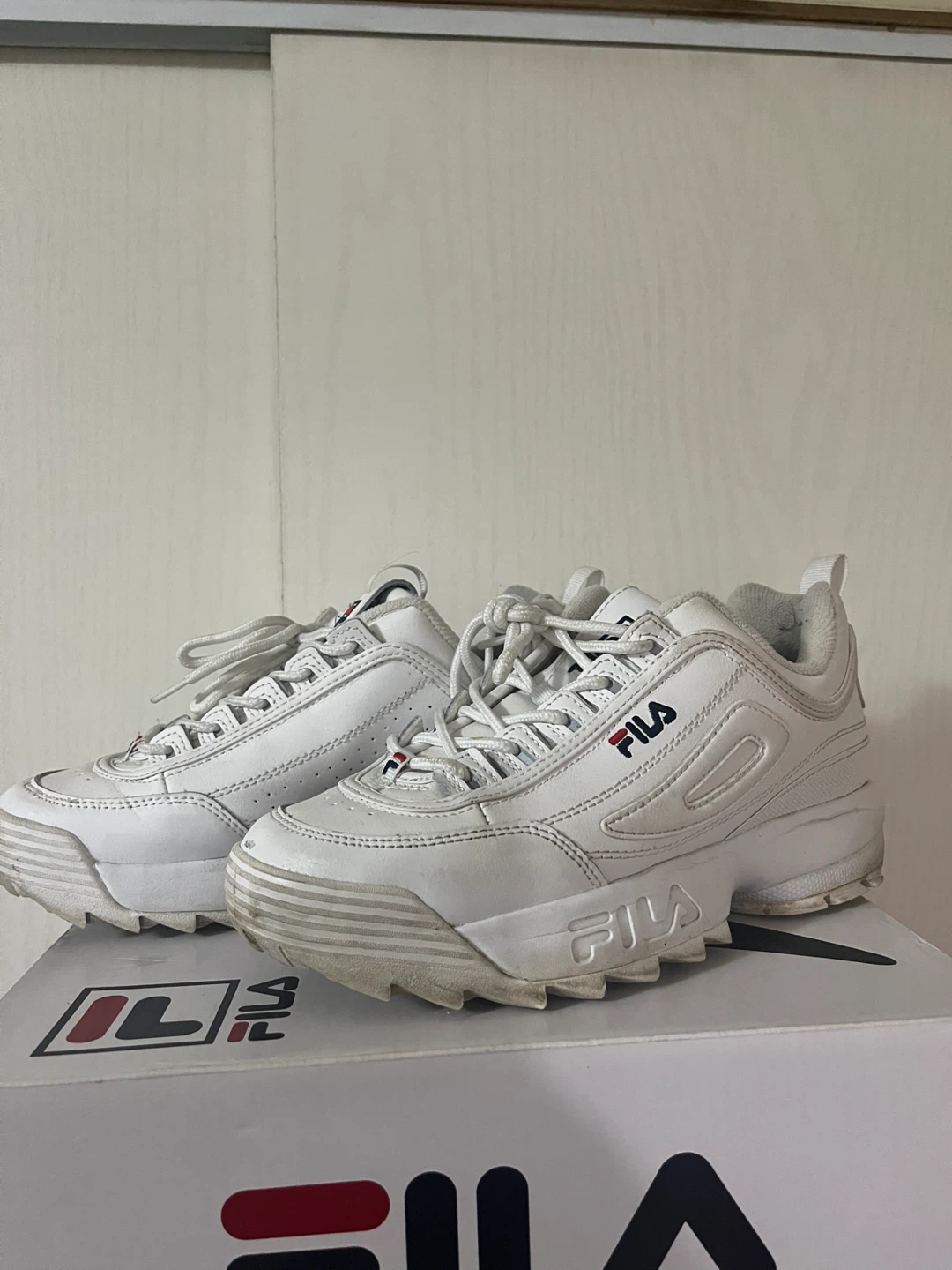 White Fila Disruptor II Shoes