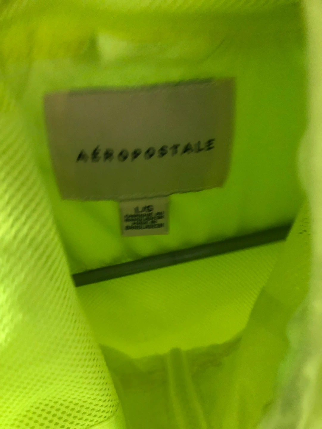 Aeropostale Neon Yellow Black Half-Zip Hooded Windbreaker Jacket - photo 3