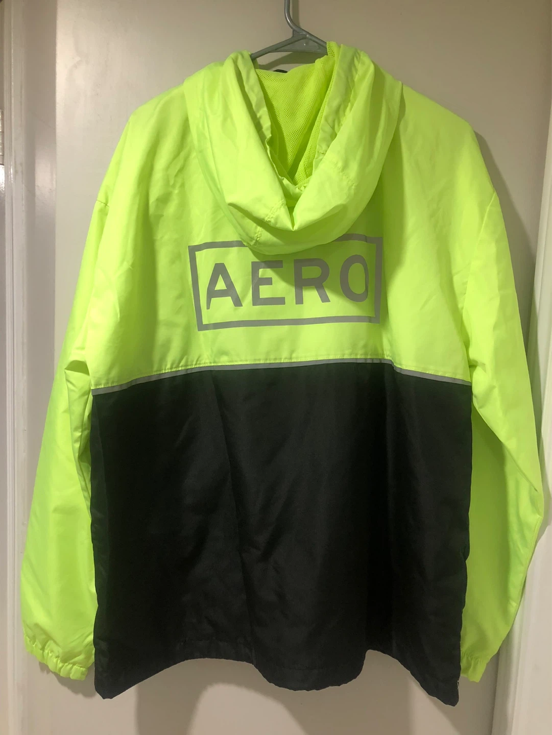 Aeropostale Neon Yellow Black Half-Zip Hooded Windbreaker Jacket - photo 2