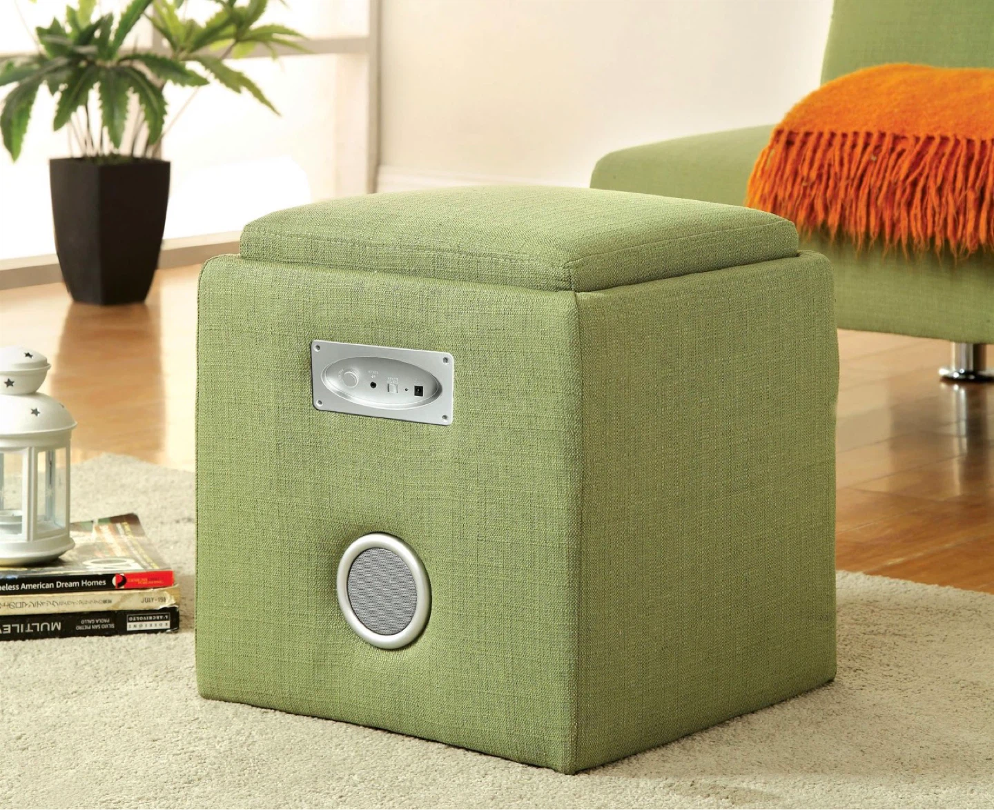 Green Storage Ottoman with Bluetooth Speaker - photo 2