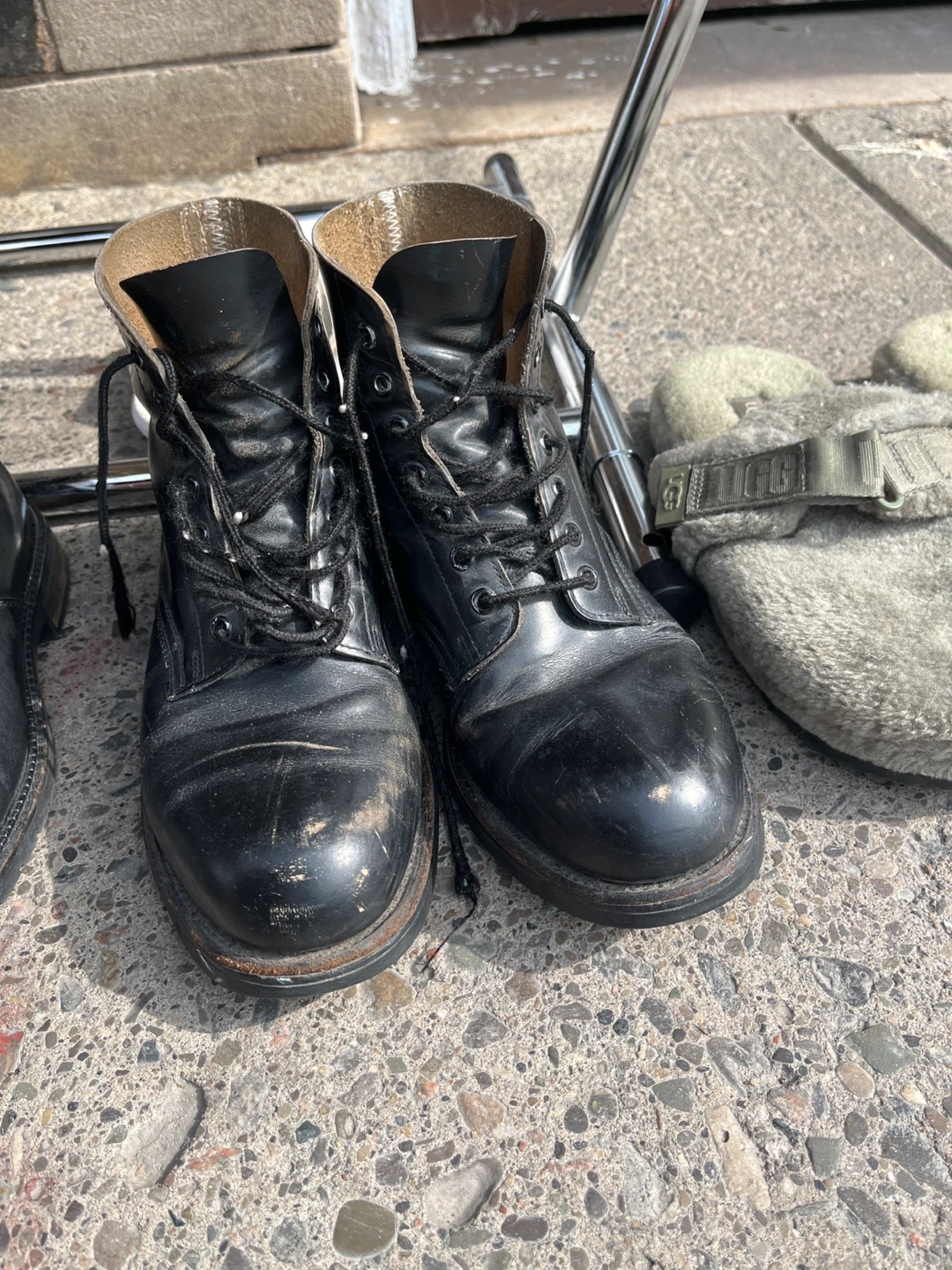Black Leather Lace-Up Boots