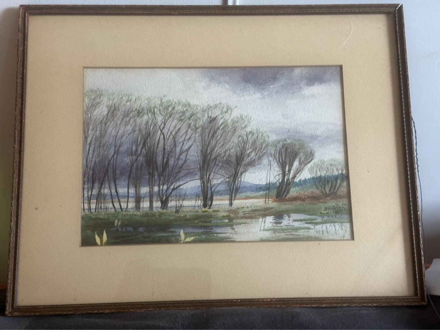 Antique signed B.Hadwen landscape watercolor painting 1927