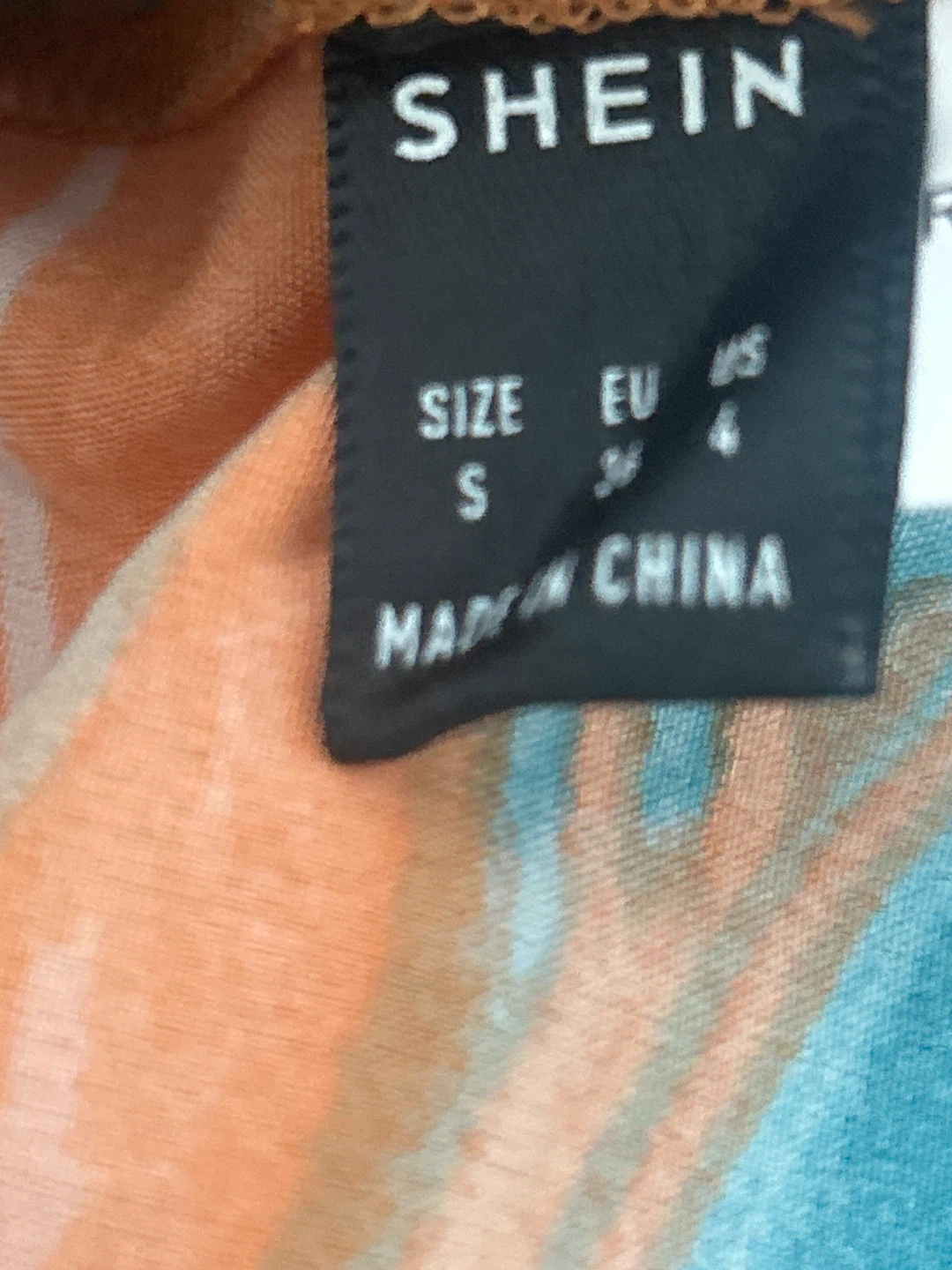 SHEIN Button-Up Shirt Orange/Teal Swirl Print - photo 3