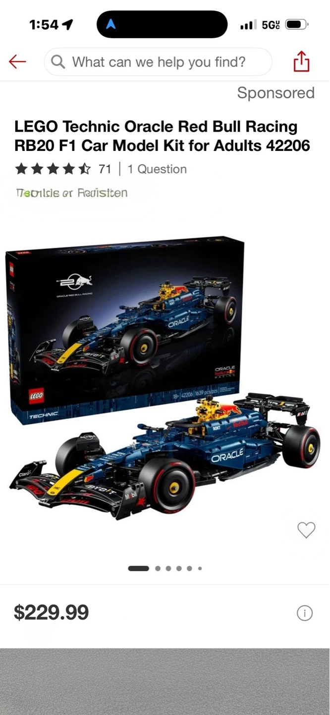 LEGO Technic Oracle Red Bull Racing RB20 F1 Car Model Kit 42206
