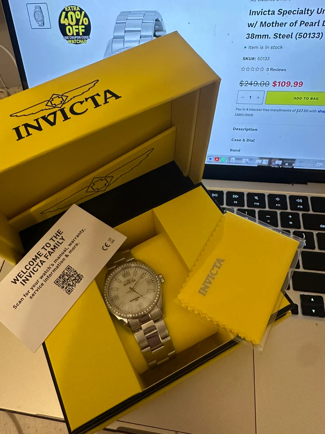 Invicta Specialty Unisex Watch w/ Mother of Pearl Dial 38mm - photo 2