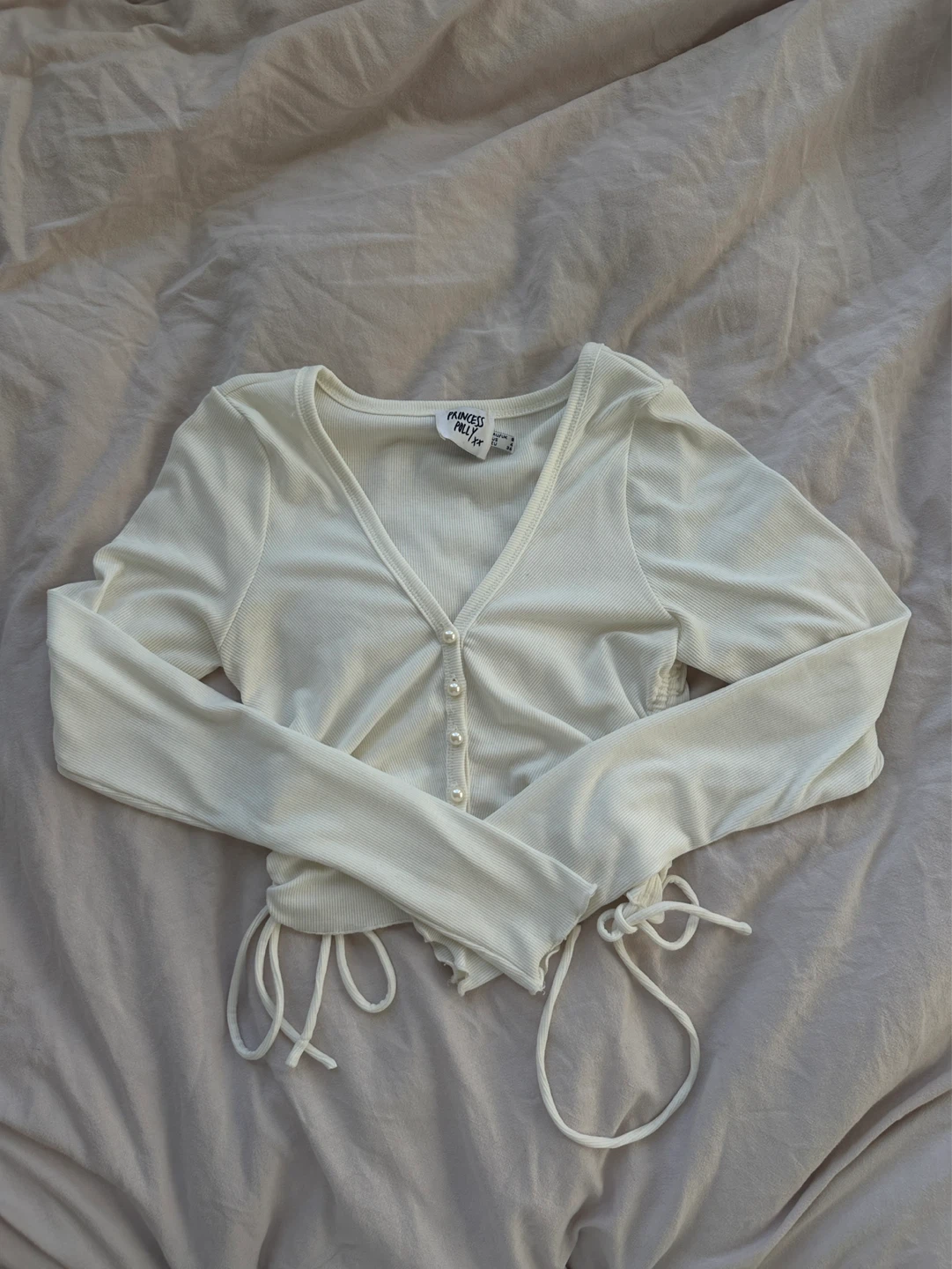 Princess Polly White Ribbed Long Sleeve Top