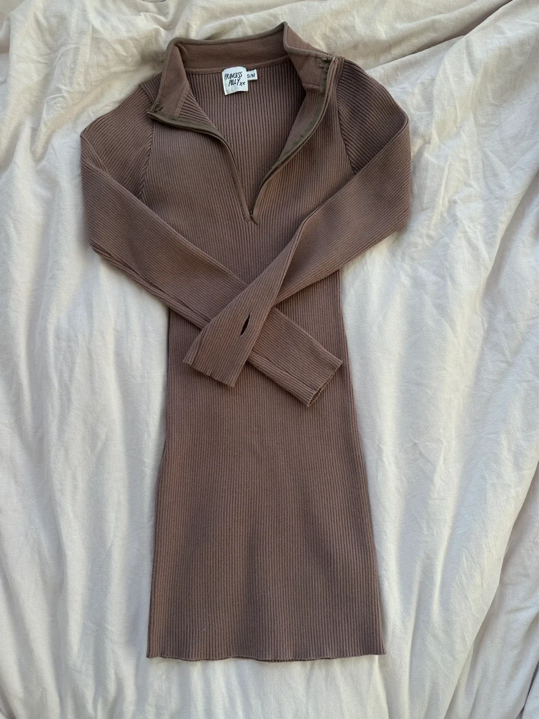 Princess Polly Ribbed Knit Half-Zip Dress