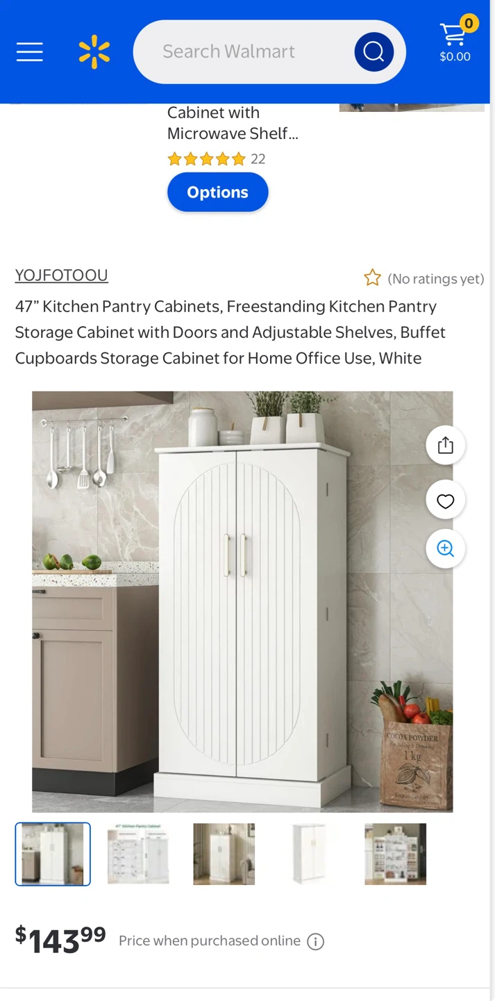 Brand New White Kitchen Pantry Cabinet with Adjustable Shelves