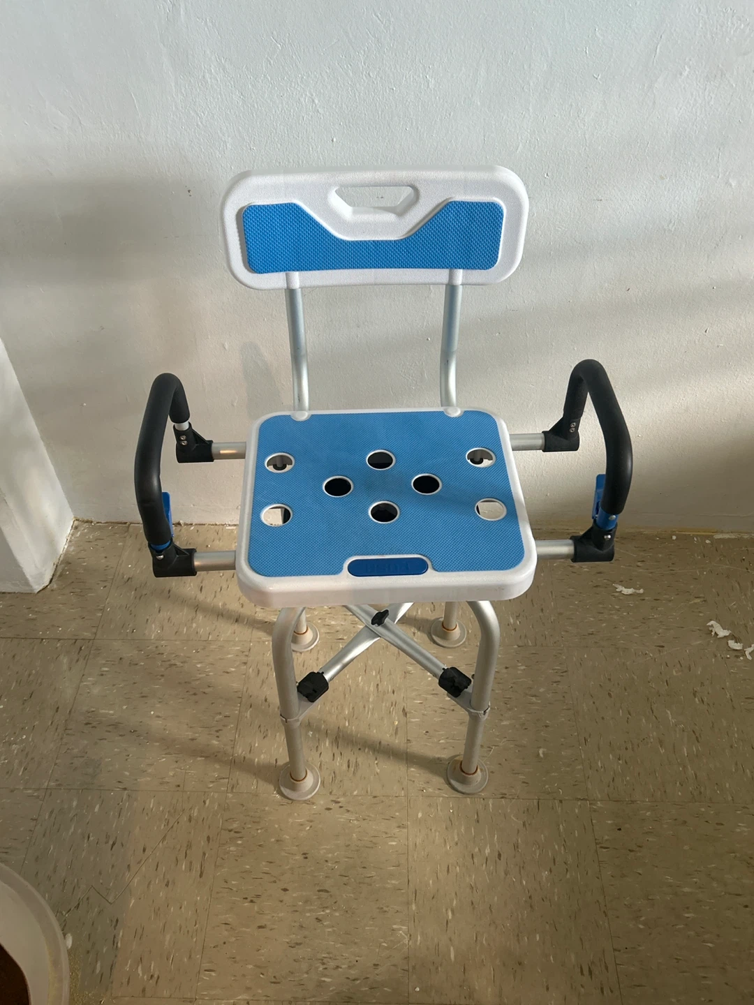 Blue Shower Chair with Back and Arms