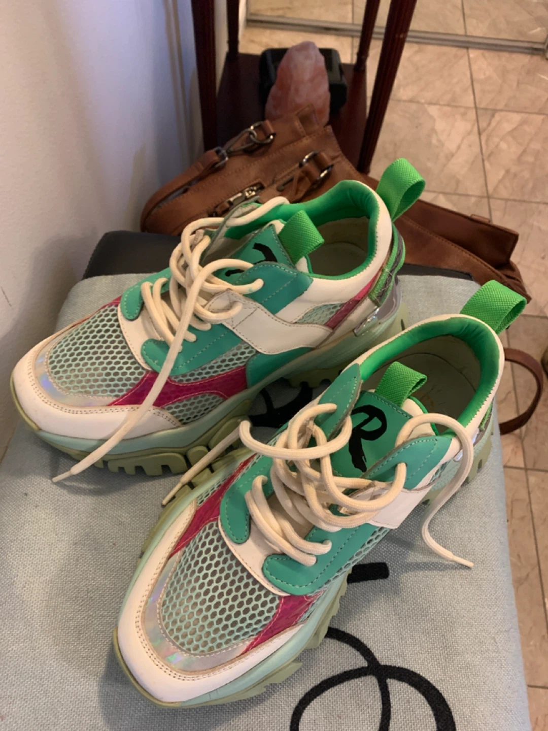 Women's Chunky Sneakers - made in Portugal Green/White - photo 3