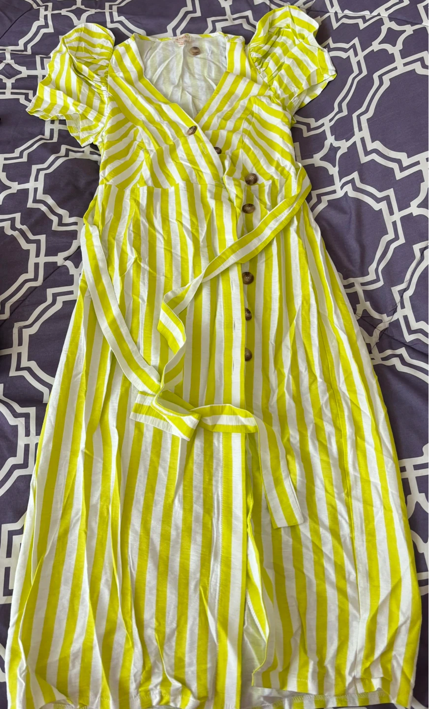 Yellow and white striped maxi dress