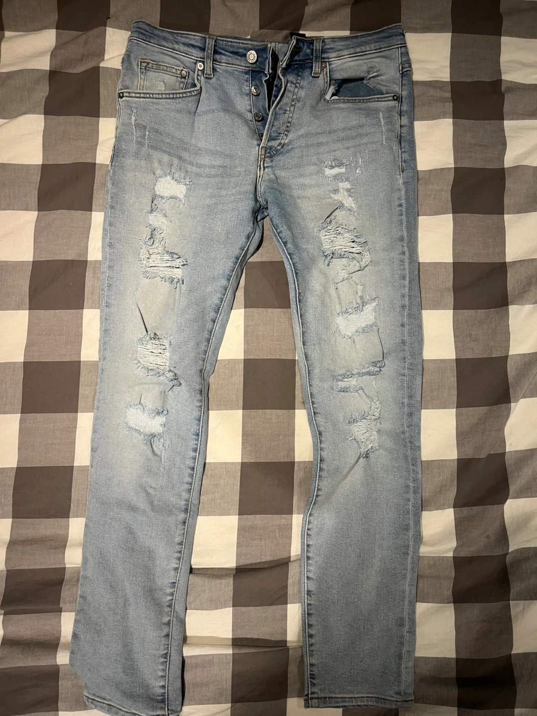 H&M Skinny Fit Distressed Jeans and black jack and jones jeans - photo 2