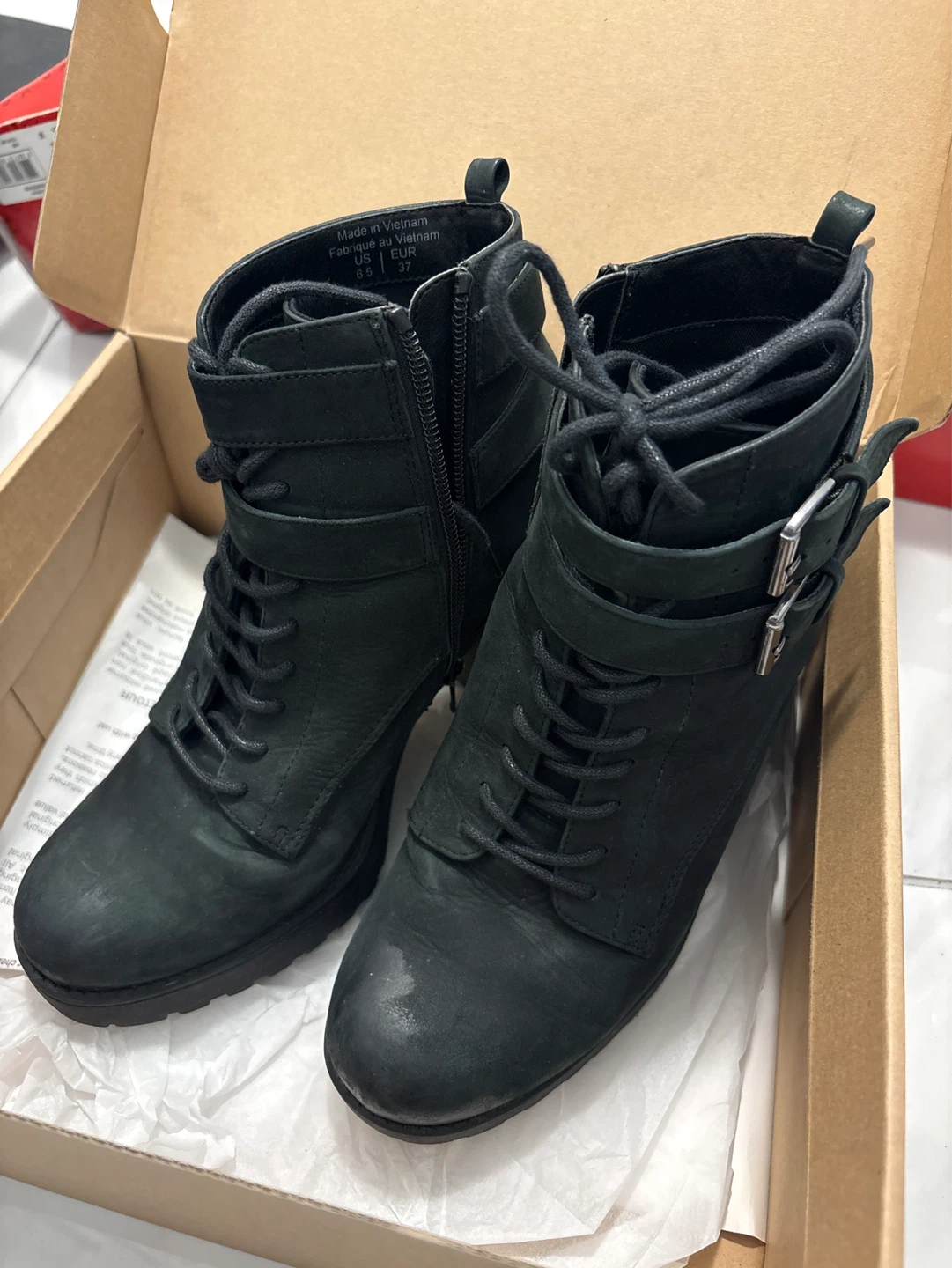 Hibou Women's Black Combat Boots Size 6.5