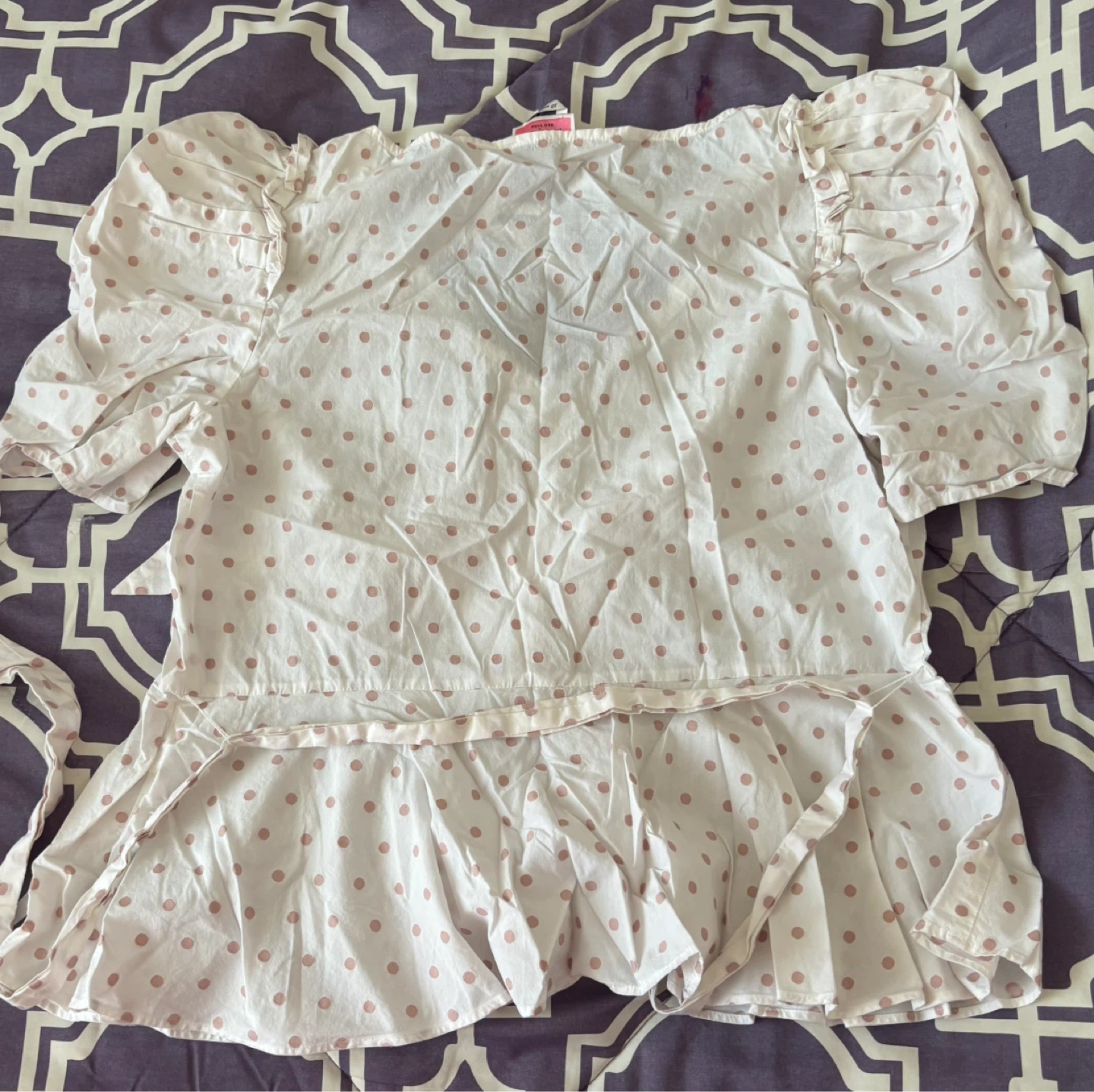 White Polka Dot Peplum Blouse - photo 2