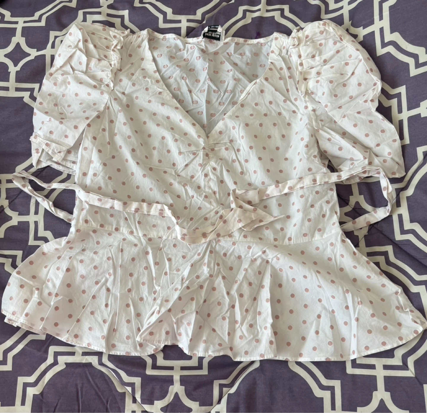 White Polka Dot Peplum Blouse
