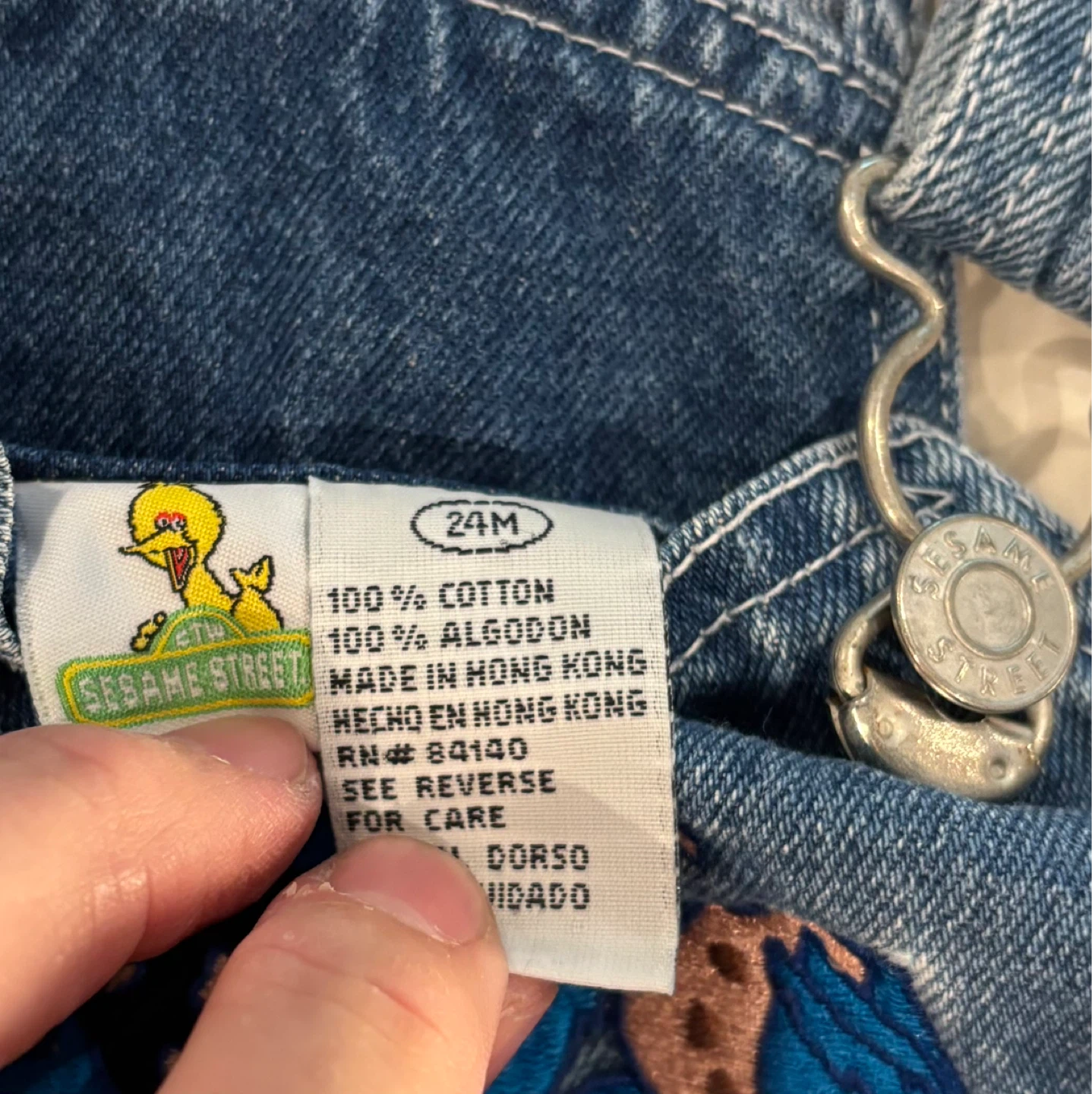 Vintage 90’s COOKIE MONSTER Sesame Street Denim Overalls 24M - photo 4