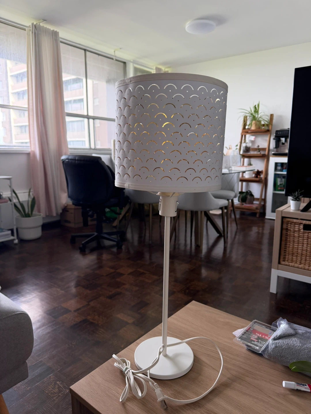 White Table Lamp with Scalloped Shade