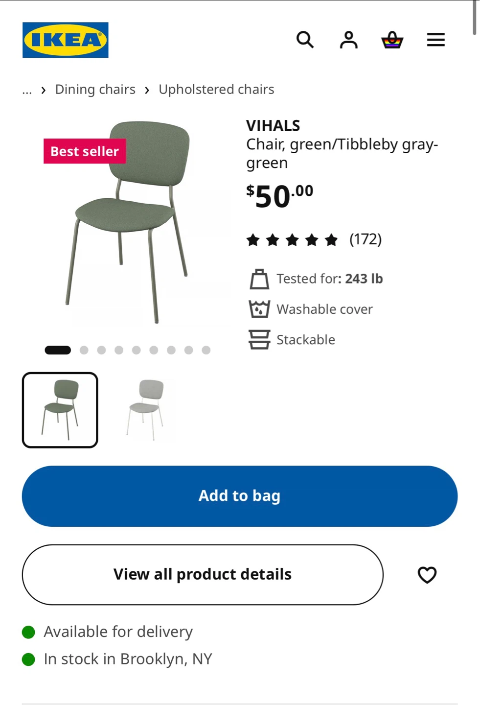 IKEA VIHALS Dining Chairs (Set of 2) Green - photo 4