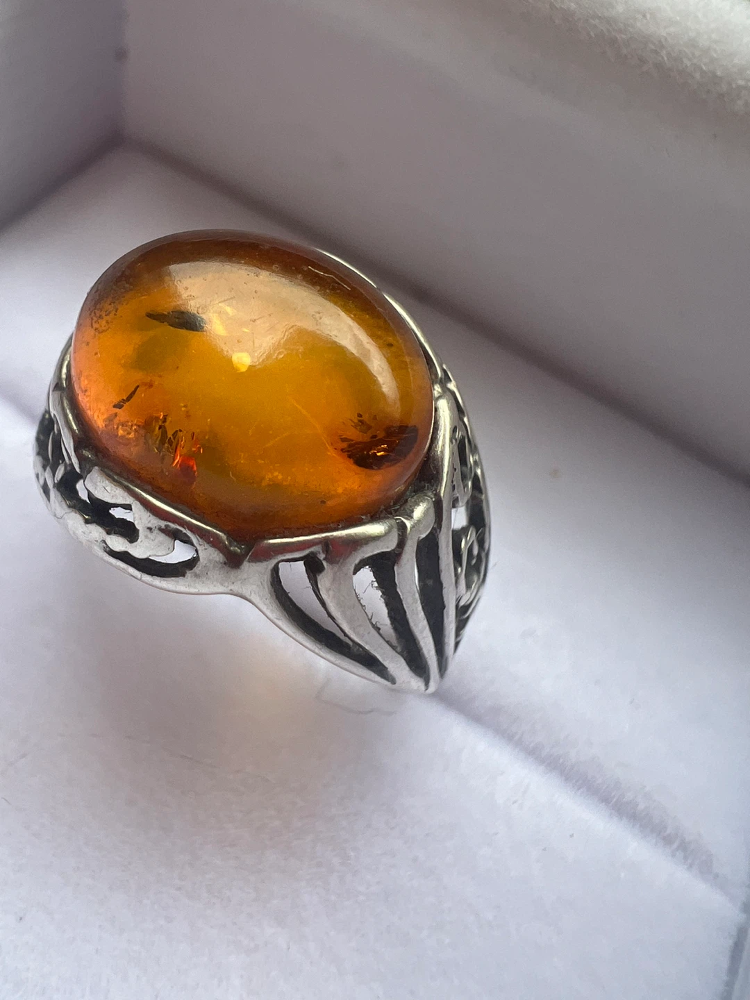 925 Sterling Silver Amber Ring - photo 2