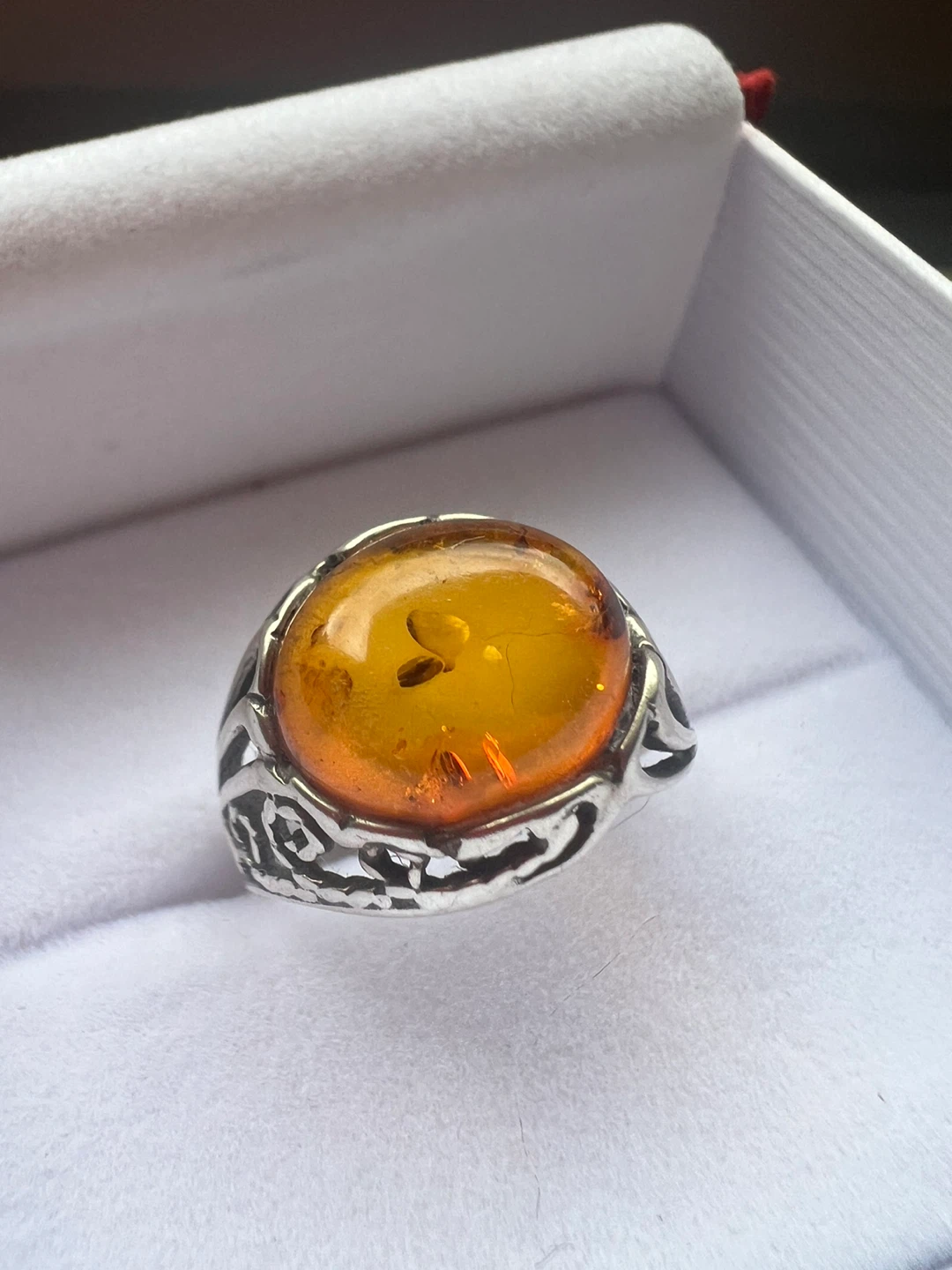 925 Sterling Silver Amber Ring - photo 5