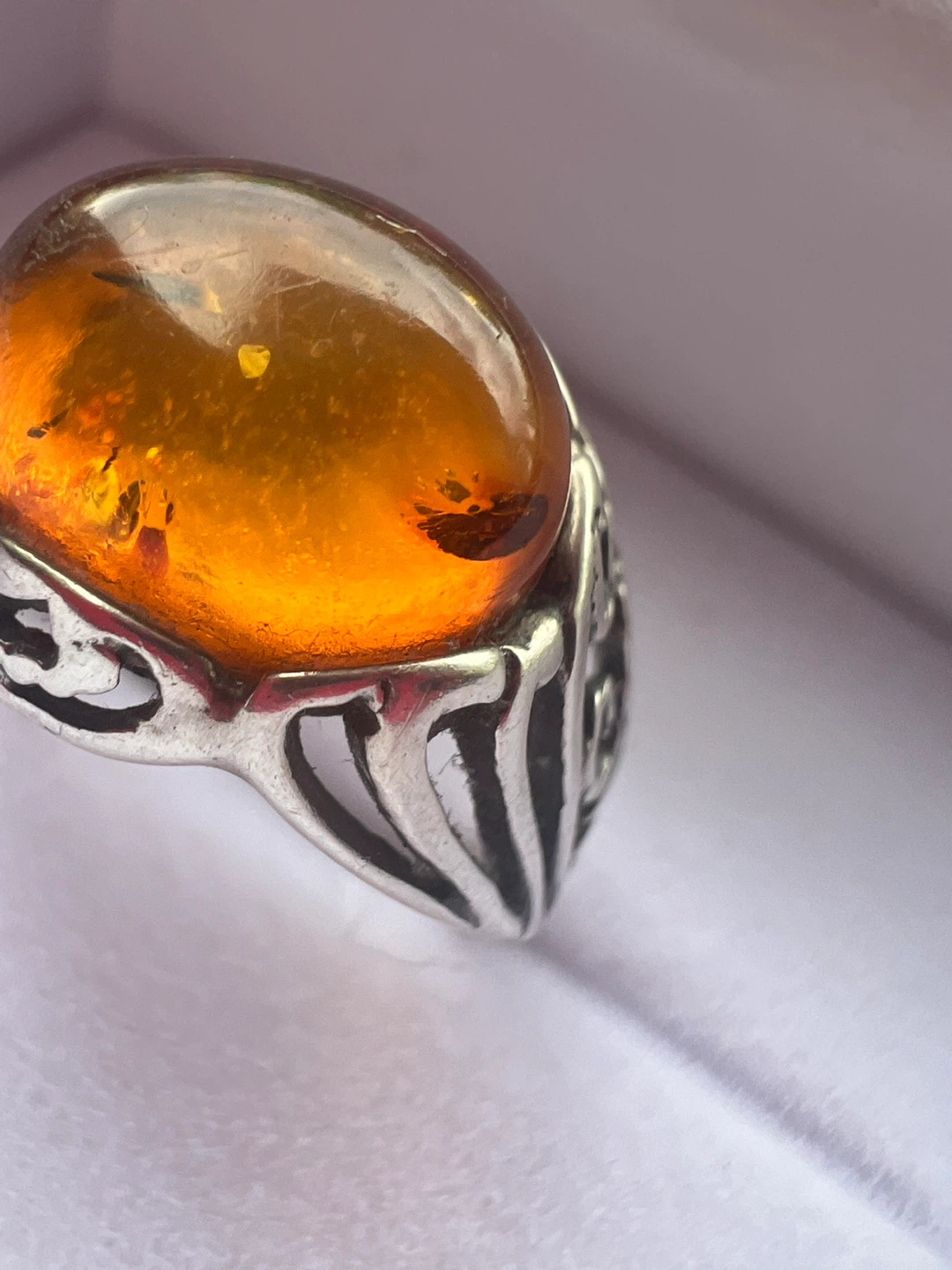 925 Sterling Silver Amber Ring - photo 3