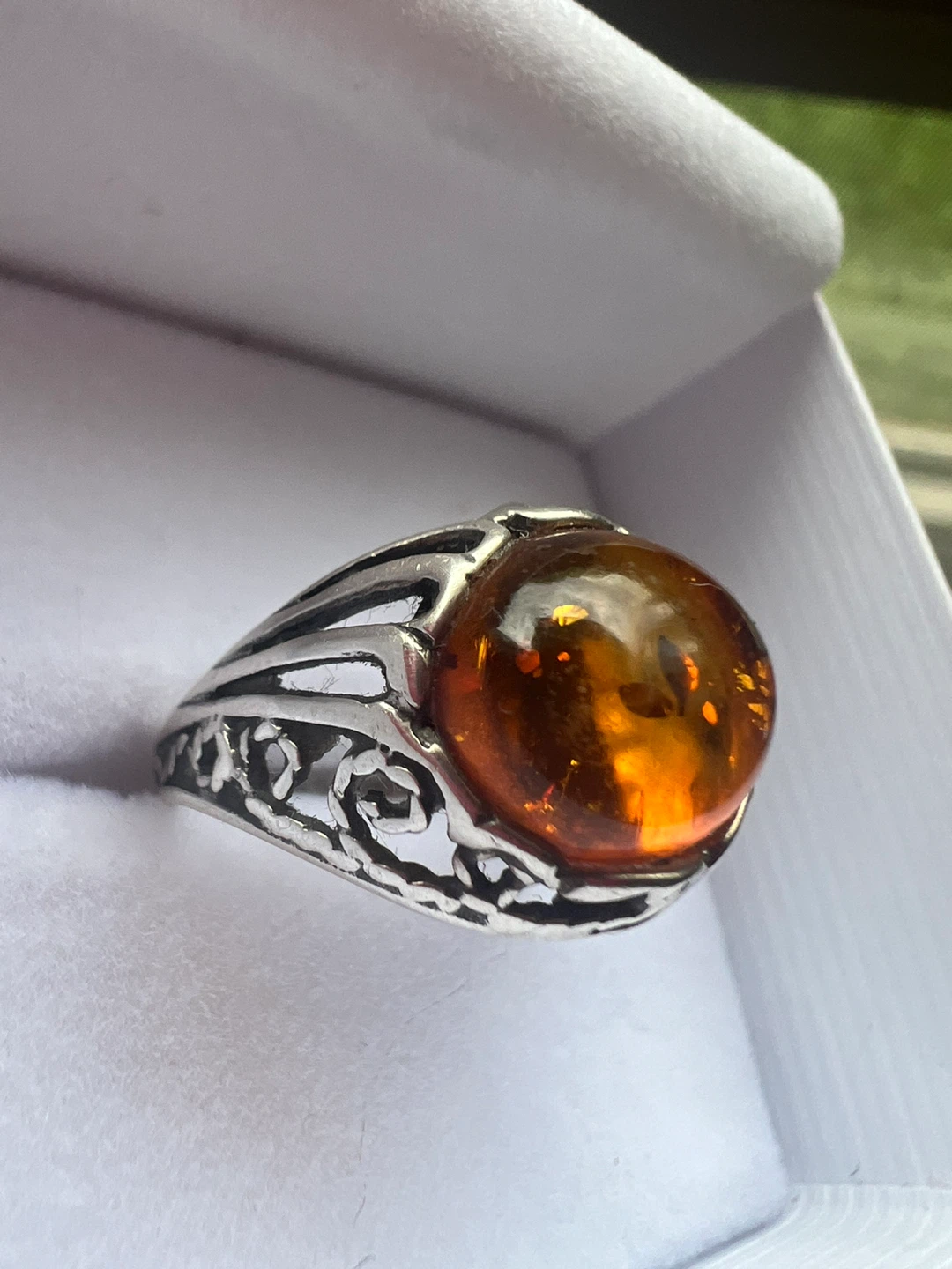 925 Sterling Silver Amber Ring - photo 4