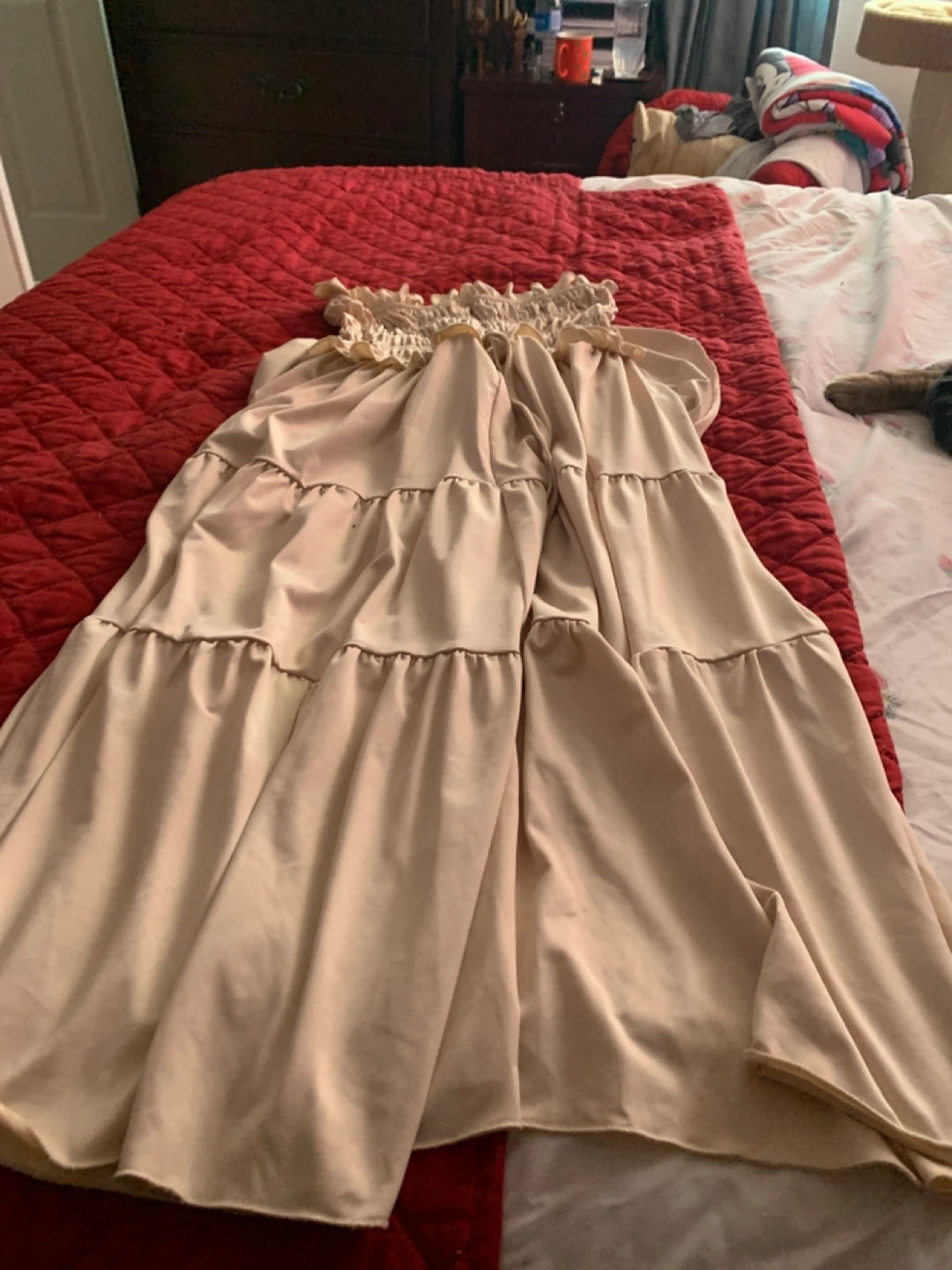Cream Ruched Smocked Maxi Dress - photo 3