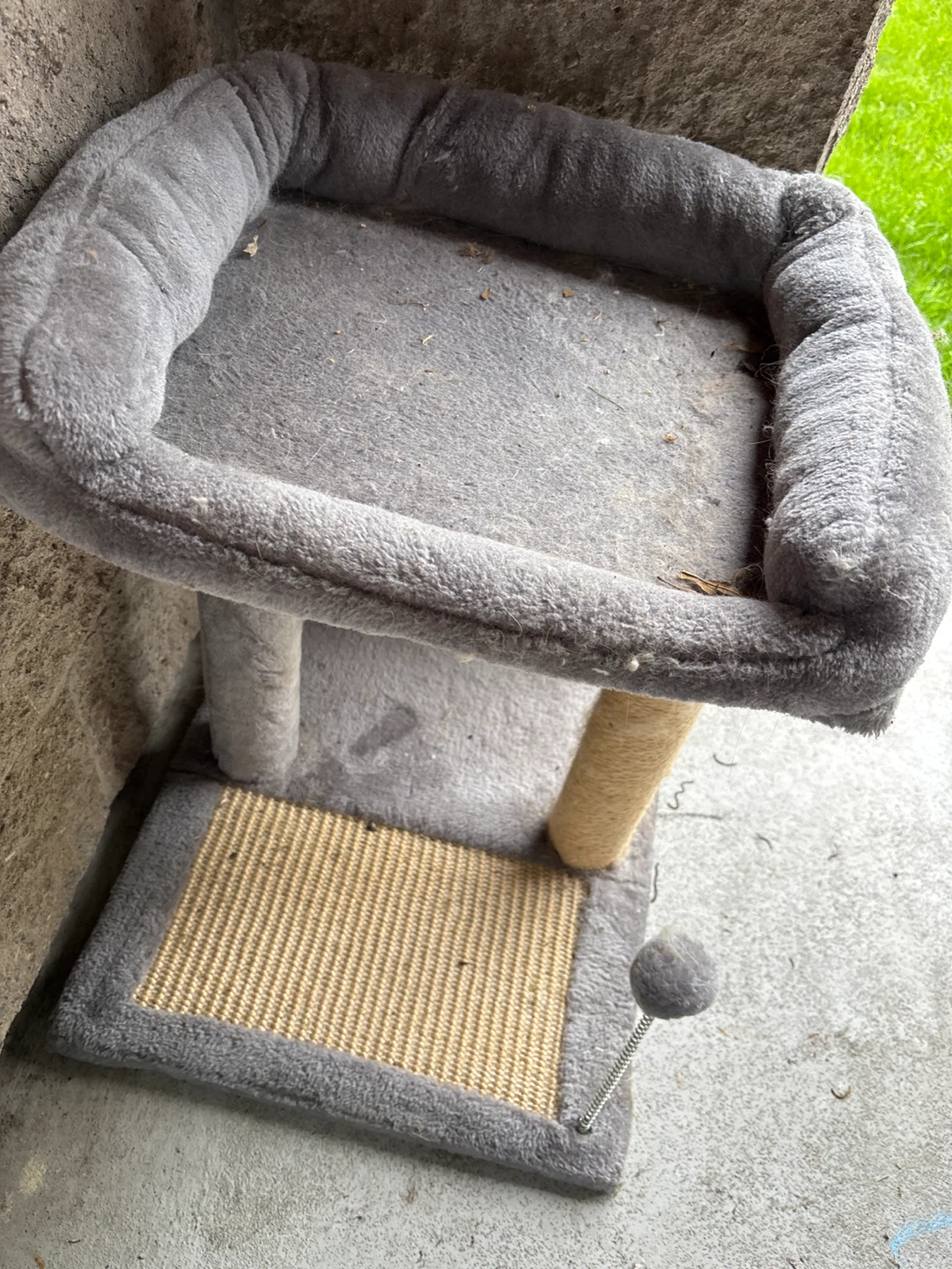 Grey Cat Tree Condo with Scratching Pad