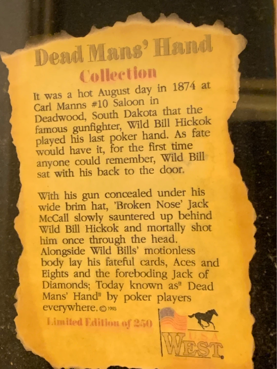 Dead Man's Hand Collection - Wild Bill Hickok Memorabilia - photo 3